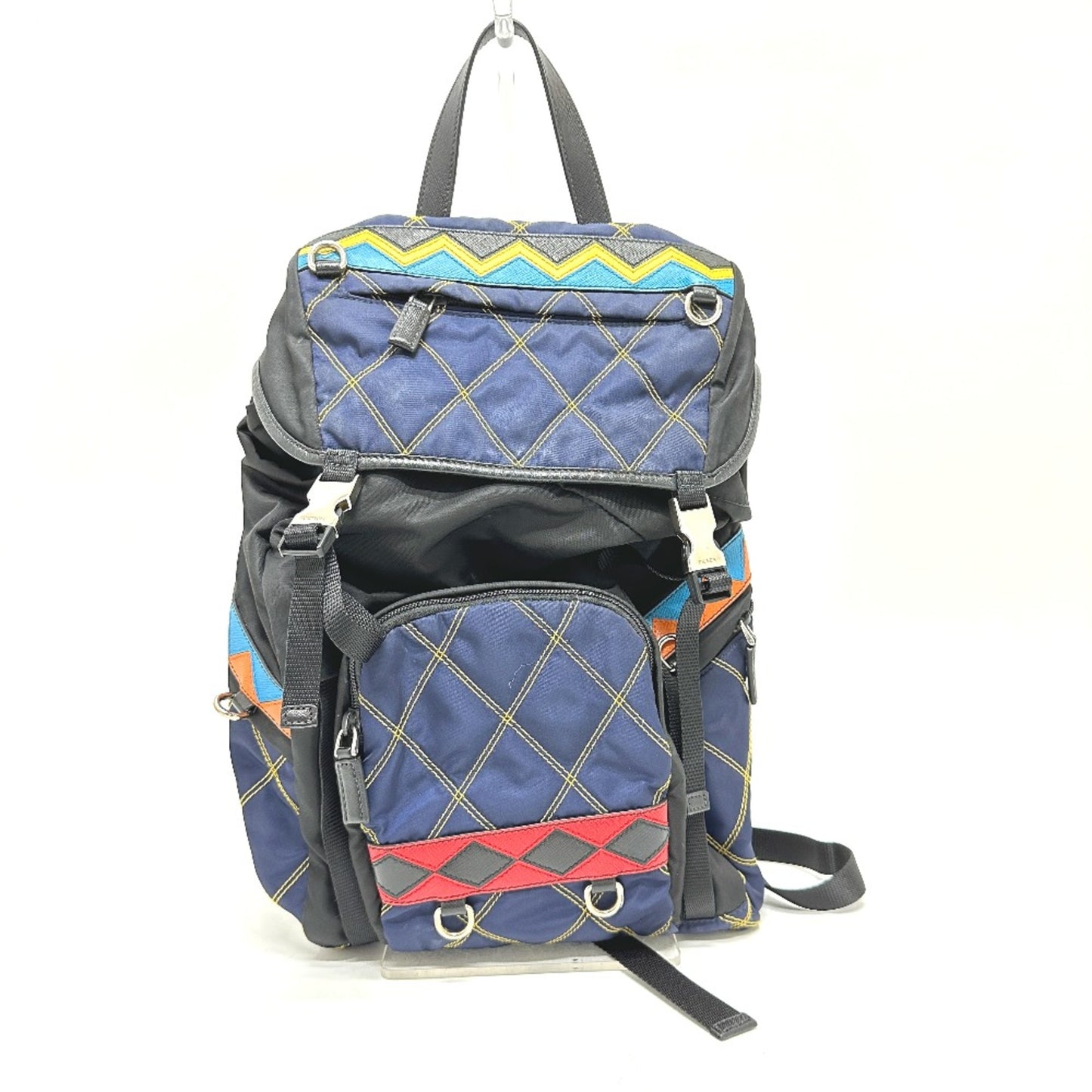 Prada Quilted Multi Backpack Bag Backpack Multicolore Silverhardware