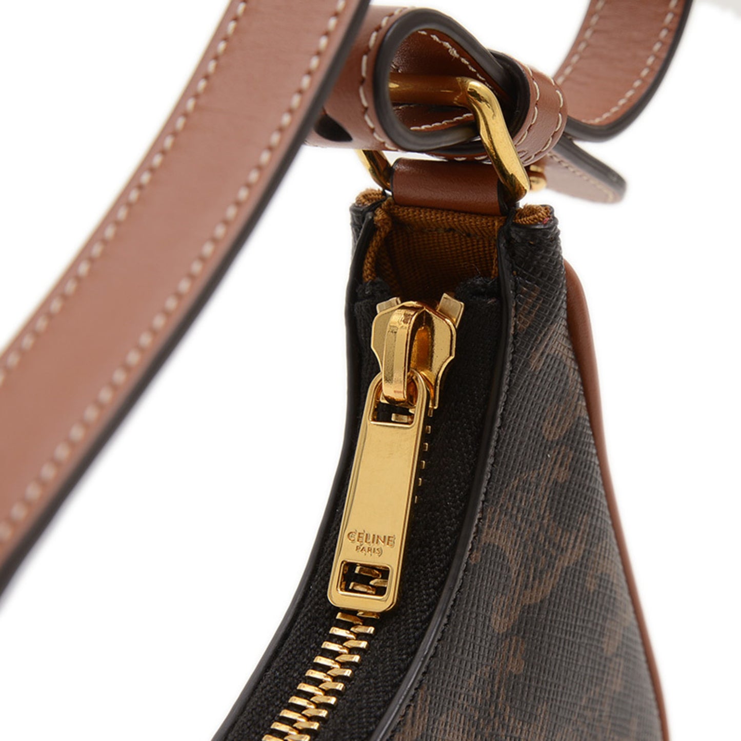 Celine Triomphe Ava Mini Handbag Pouch Tan Black