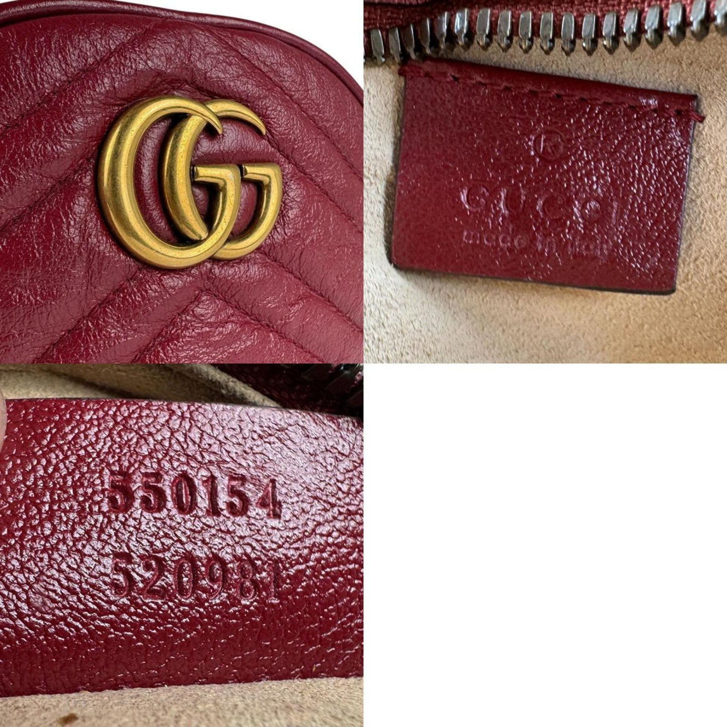 Gucci Shoulder Bag Gg Marmont Leather Red