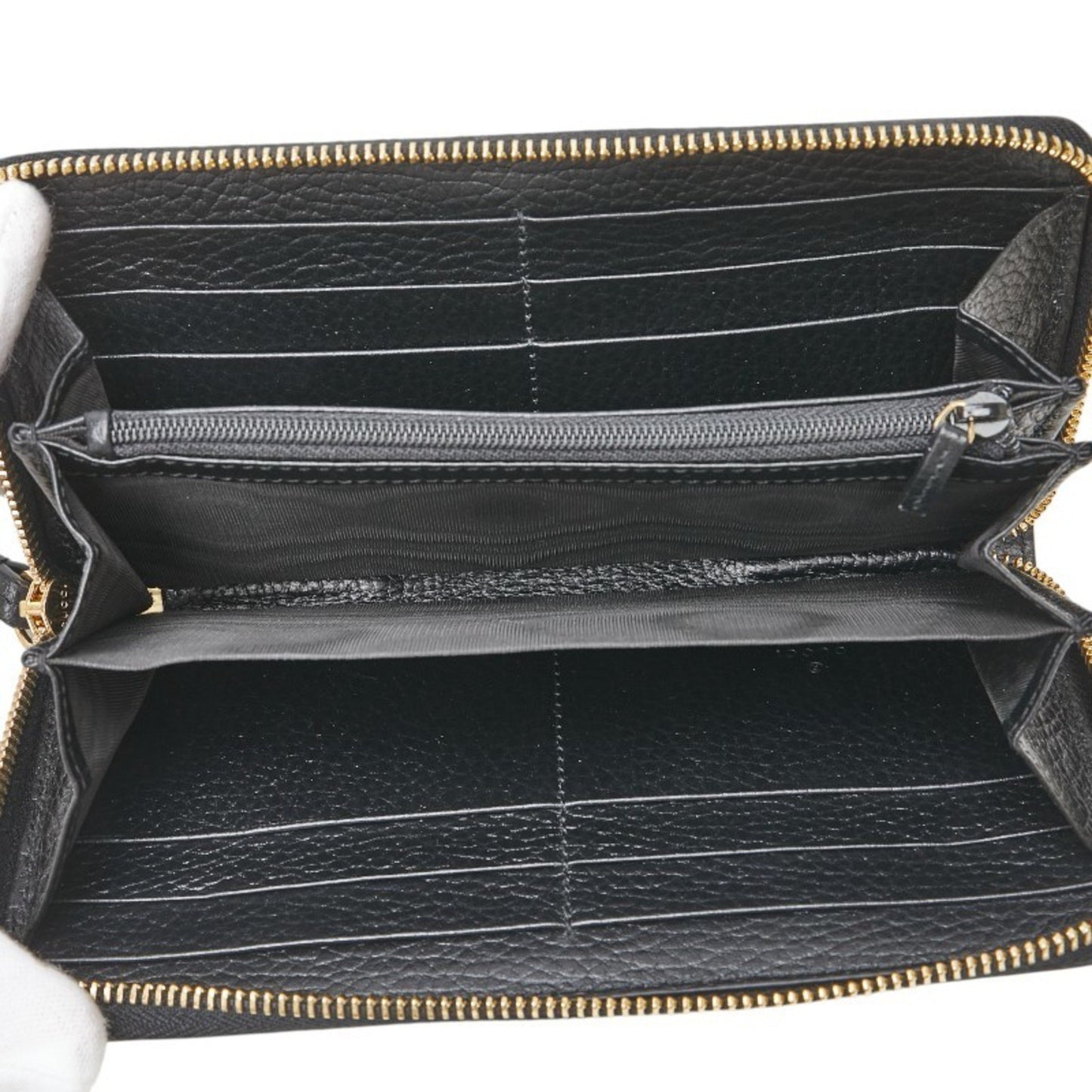 Gucci Gg Supreme Double G Two-Tone Long Wallet With Round Zipper