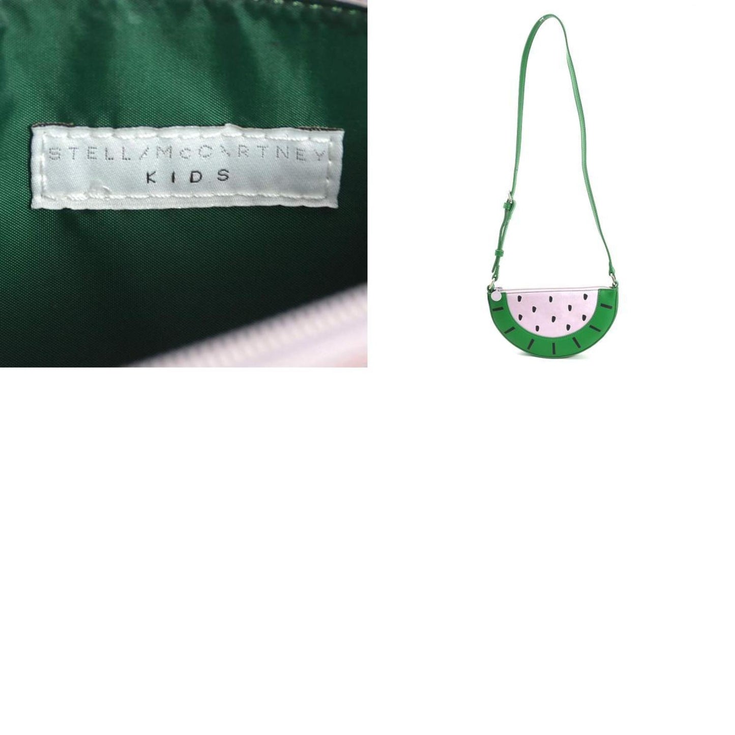 Stella Mccartney Shoulder Bag Watermelon Leather Green X Pink Black Kids H30795I
