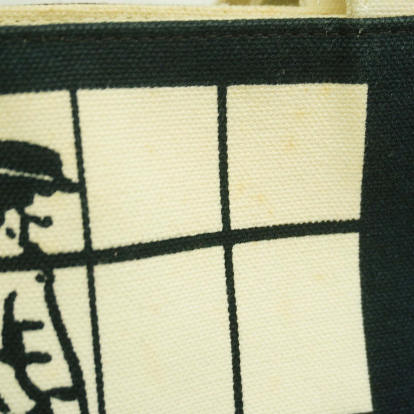 Chanel Tote Bag Window Canvas Black White Champagne