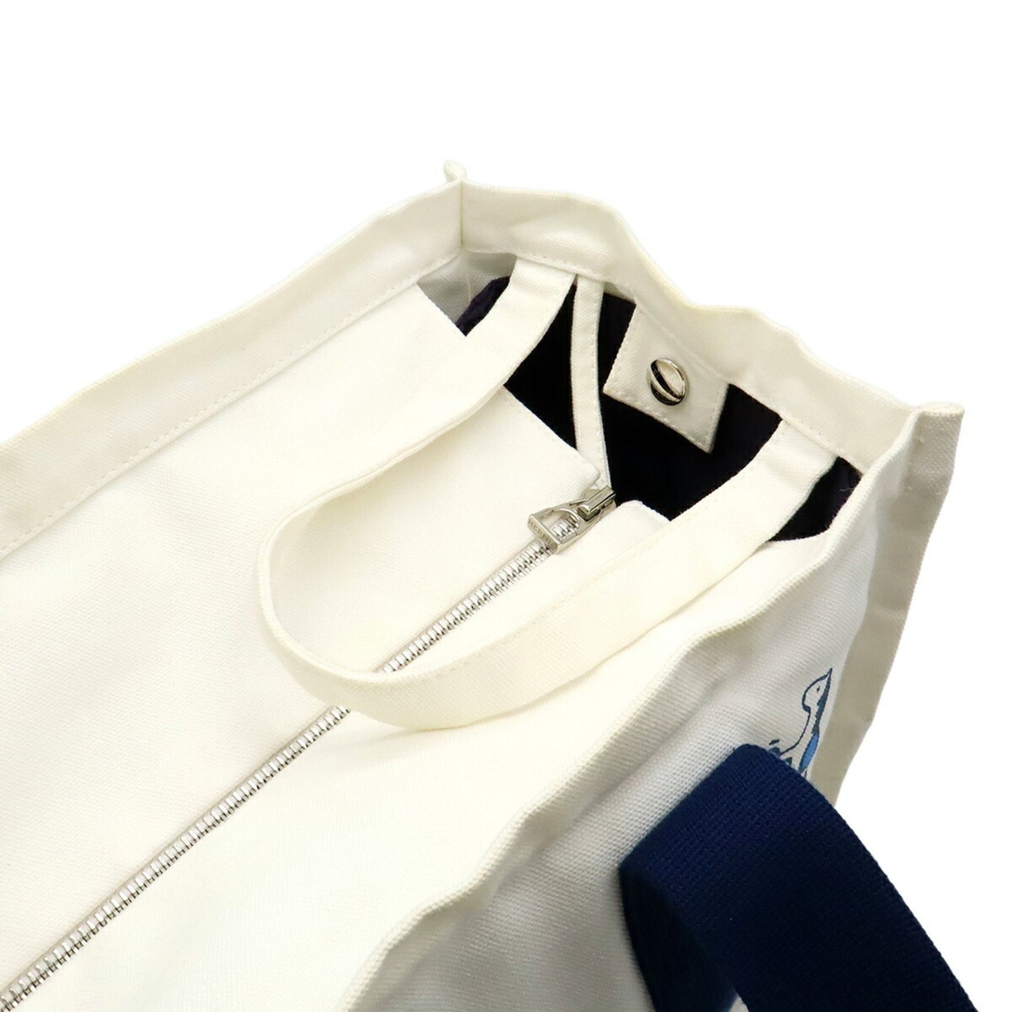 Hermes Adada Mother'S Bag Tote Horse Canvas Blue Marine Ivory Beige
