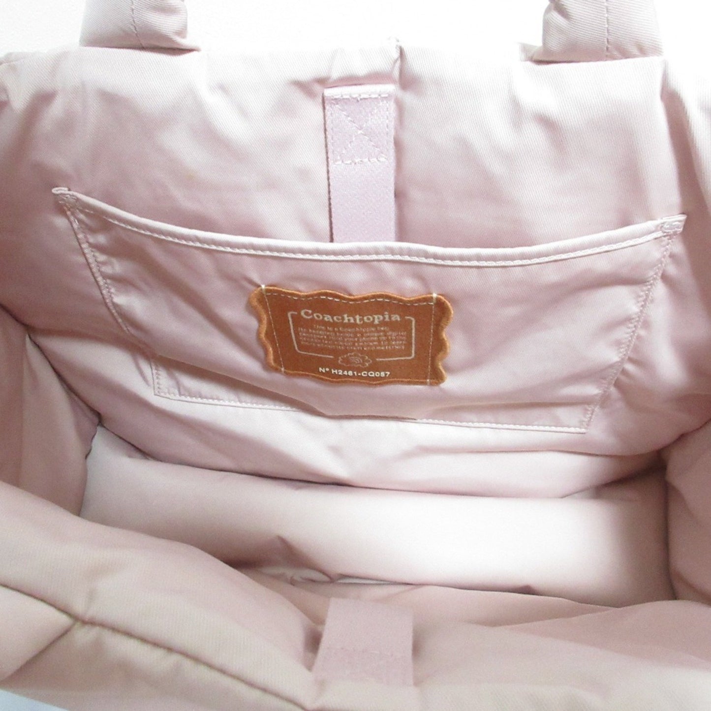 Coach Coach Topia Loop Tote Recycled Polyester Quilted 2Way Bag Shoulder Pink