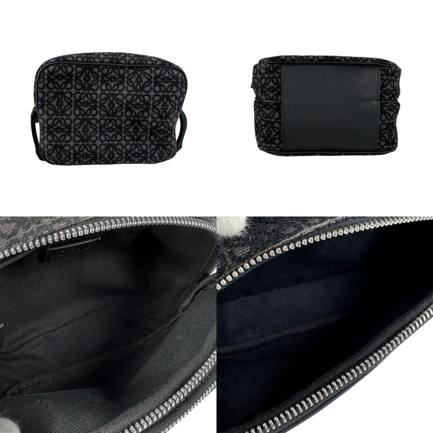 Loewe Shoulder Bag Anagram Canvas Black Brown Silver