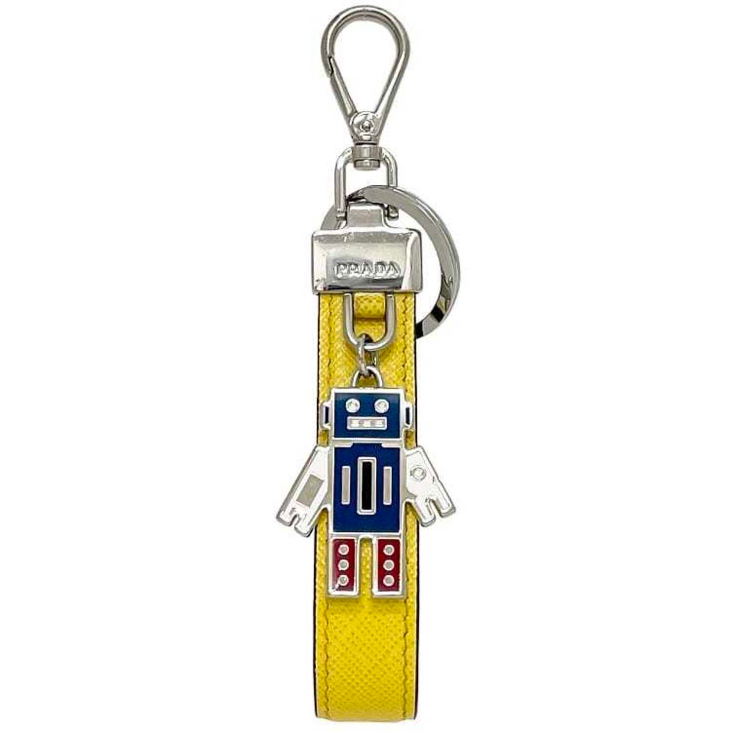 Prada Keychain Ec-23549 Yellow Sole F0377 2Pp040 Unused Saffiano Leather Metal Robot Key Holder
