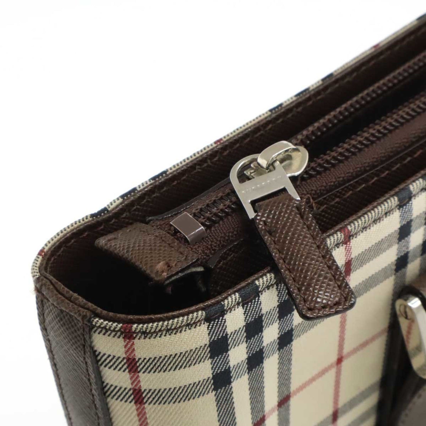 Burberry Nova Check Pattern Tote Bag Shoulder Canvas Leather Beige Black Bordeaux