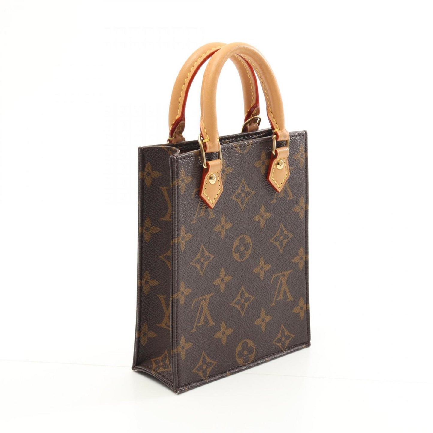 Louis Vuitton Petite Sac Plat Handbag Coated Canvas Leather Monogram