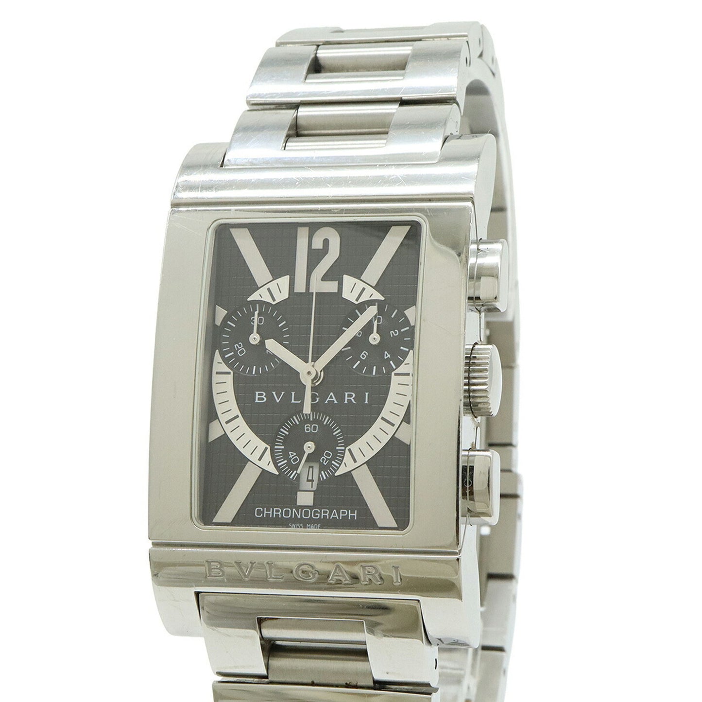 Bvlgari Rettangolo Black Dial Stainless Steel Quartz