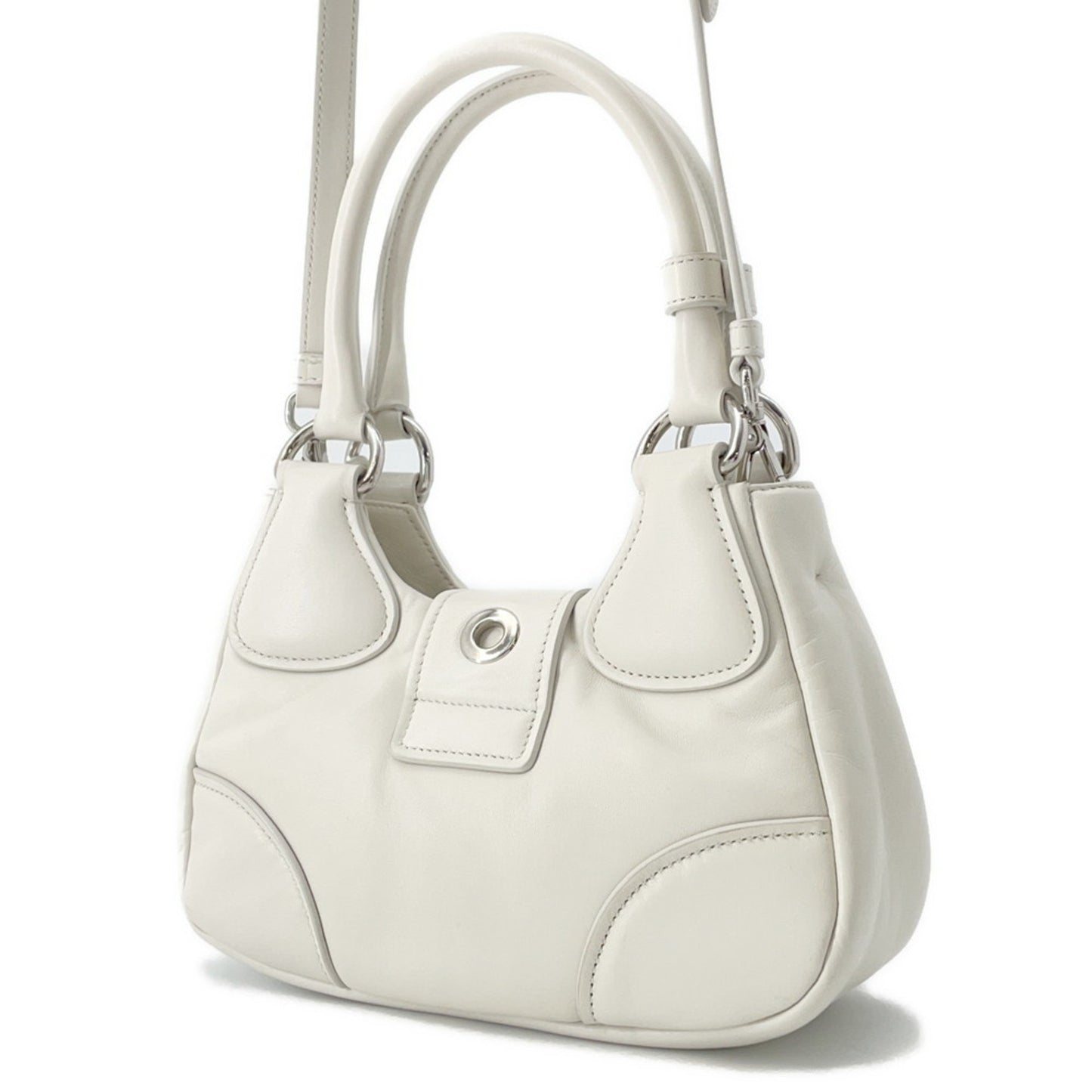 Prada Handbag Moon Leather 1Ba381 Prada Bag White