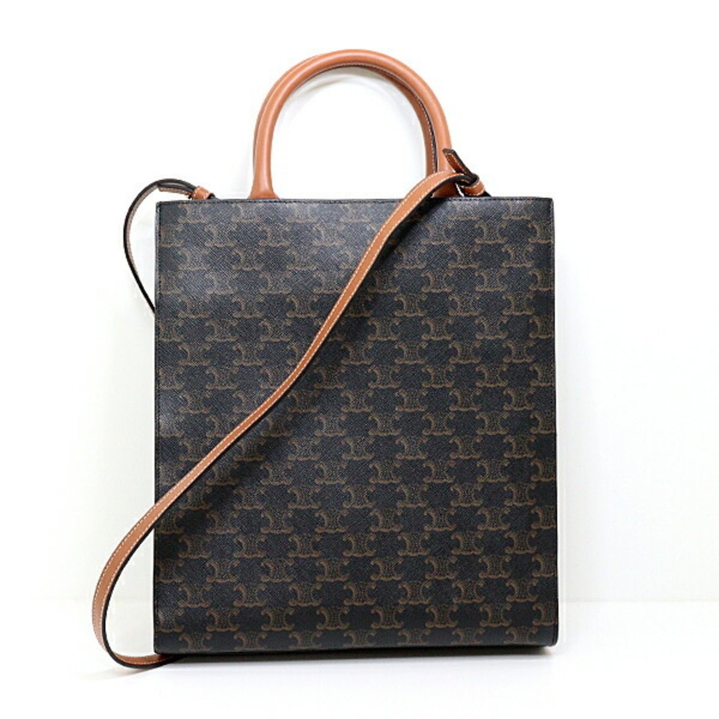 Celine Triomphe Vertical Cabas Pvc Leather Tote Bag Shoulder