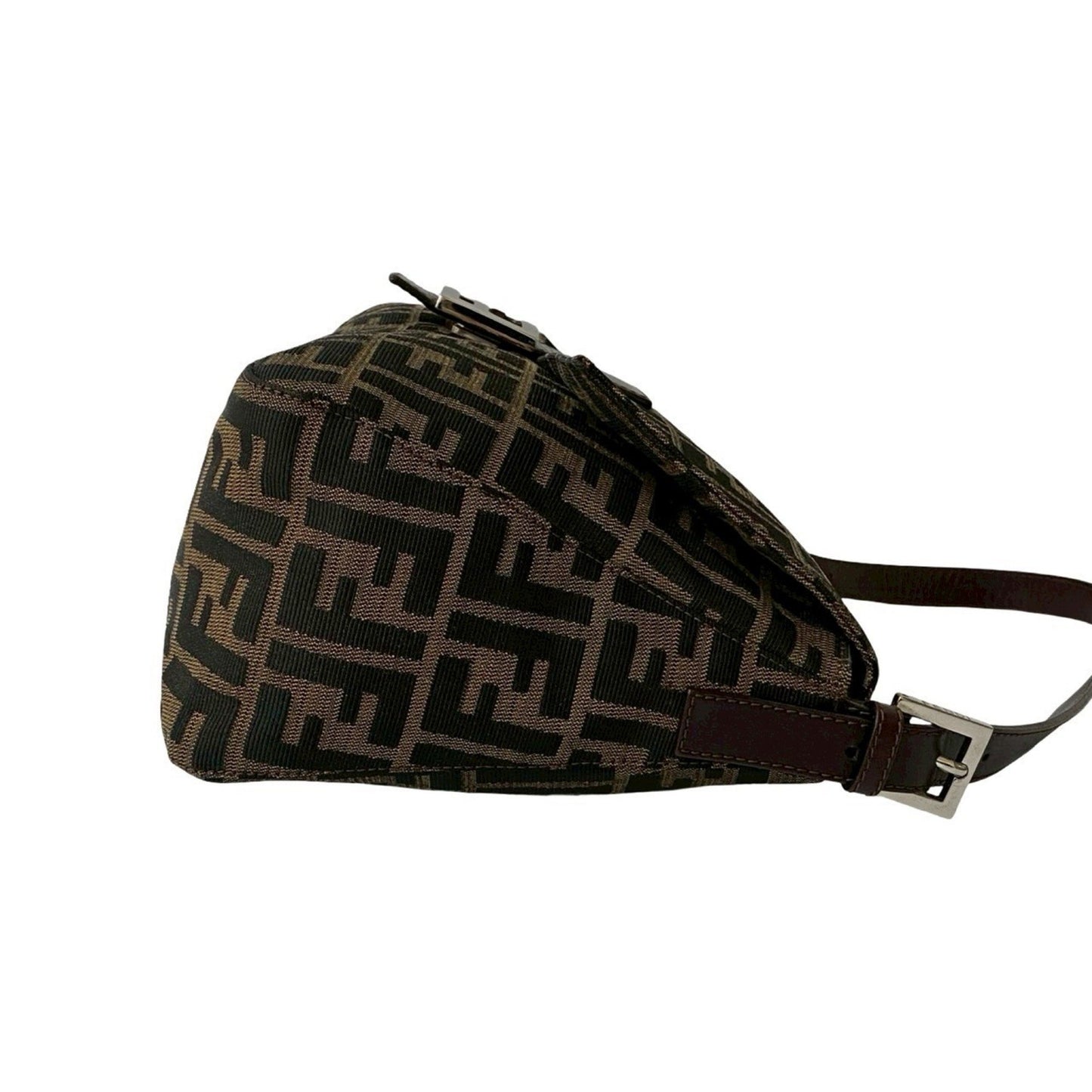 Fendi Mamma Bucket Zucca Ff Pattern Leather Canvas Semi-One Shoulder Bag Brown Black 38275