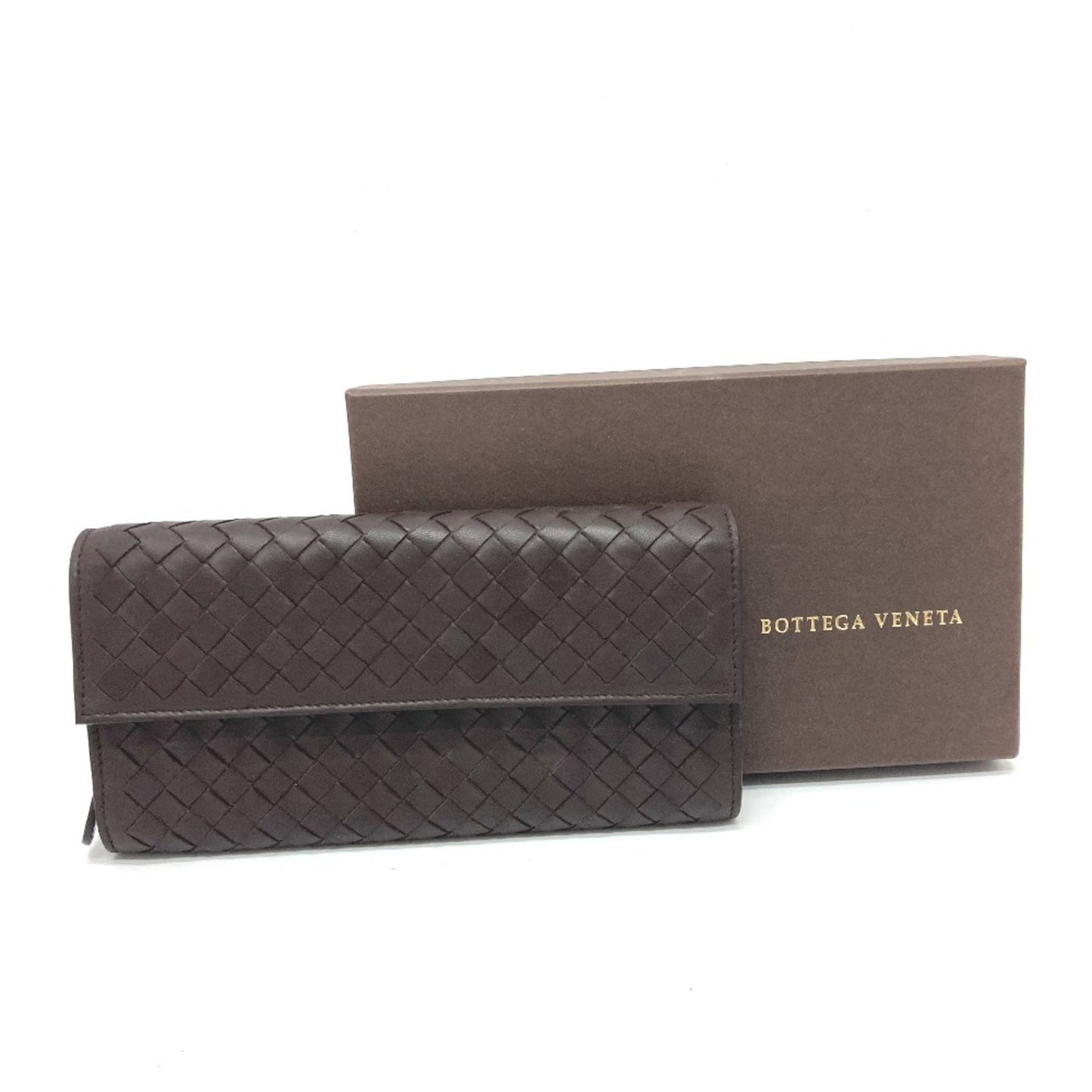 Bottega Veneta 150509 Intrecciato Flap Long Wallet In Brown Leather