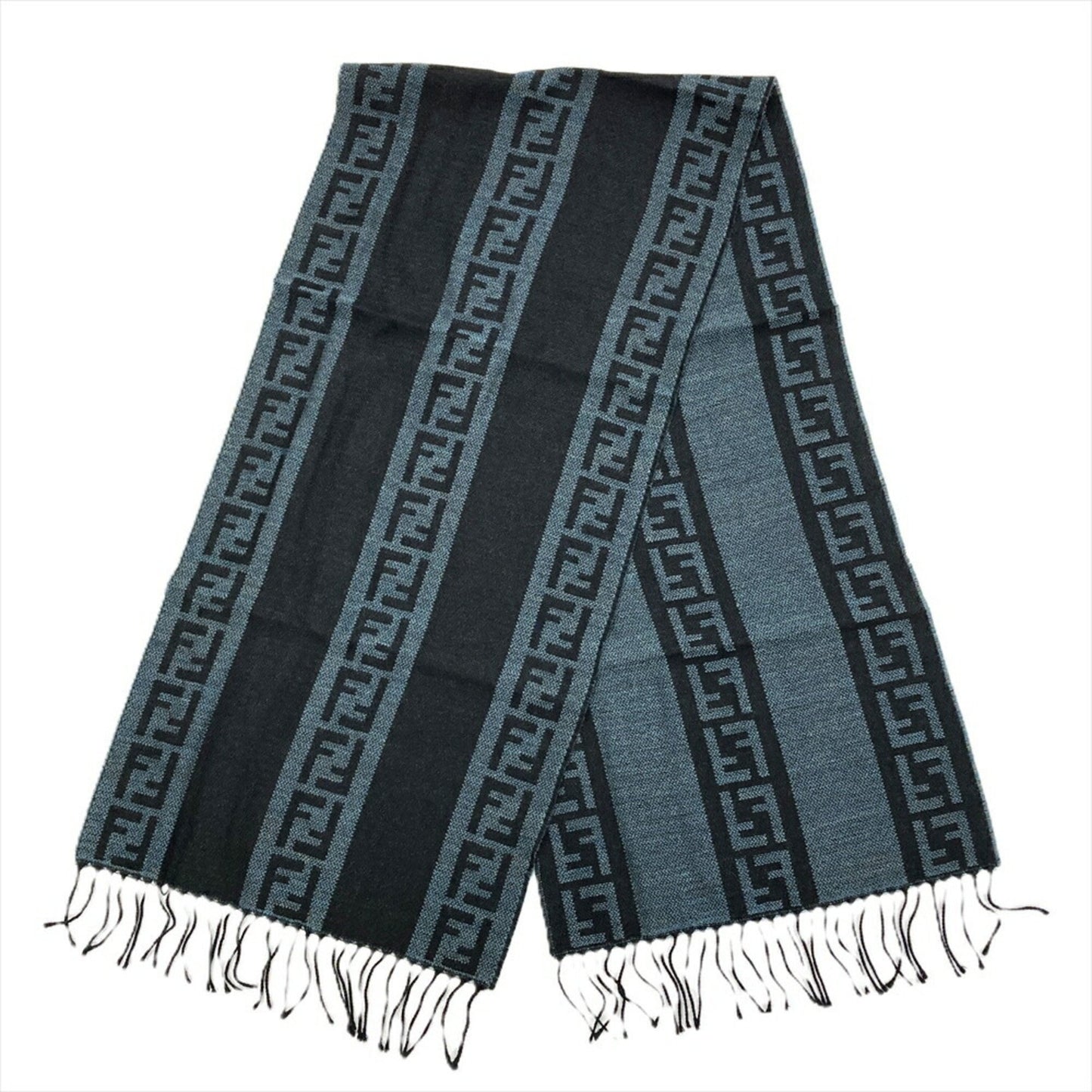 Fendi Scarf Wool 160Cm Black Zucca Cravatte
