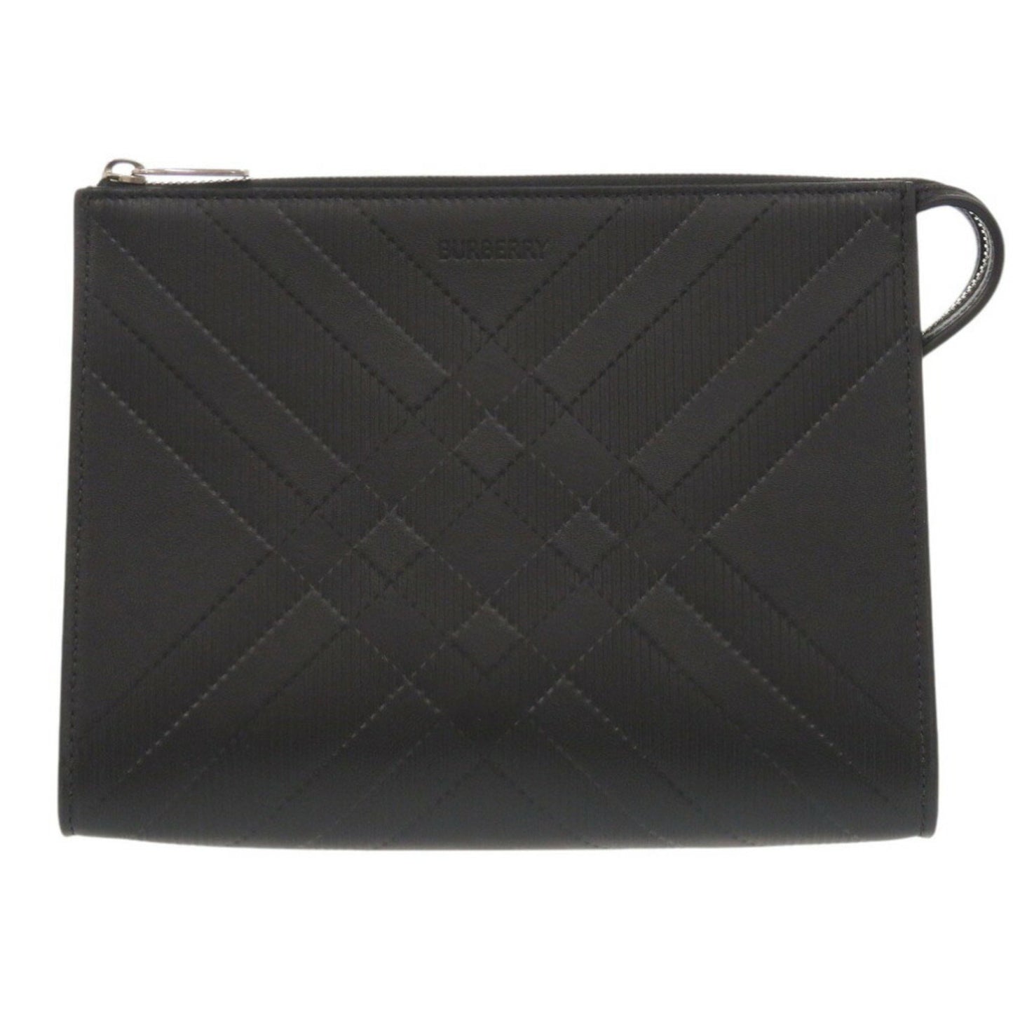 Unused Burberry Leather Black Pouch Clutch Bag 1093Burberry