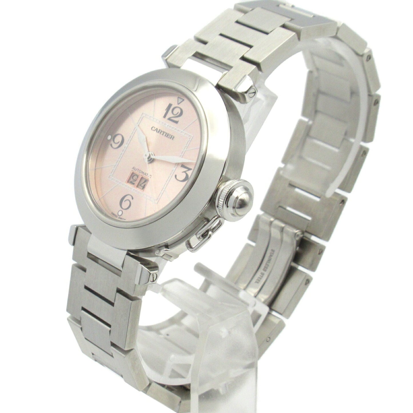 Cartier Pasha C Big Date Watch Stainless Steel Boys Pink W31058M7