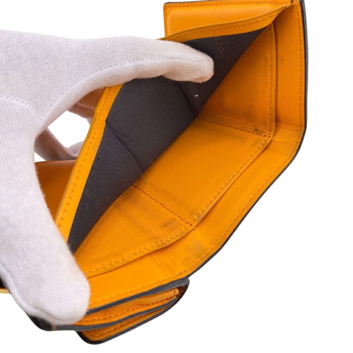 Fendi Bucket Micro Embossed Ff Tri-Fold Wallet In Orange