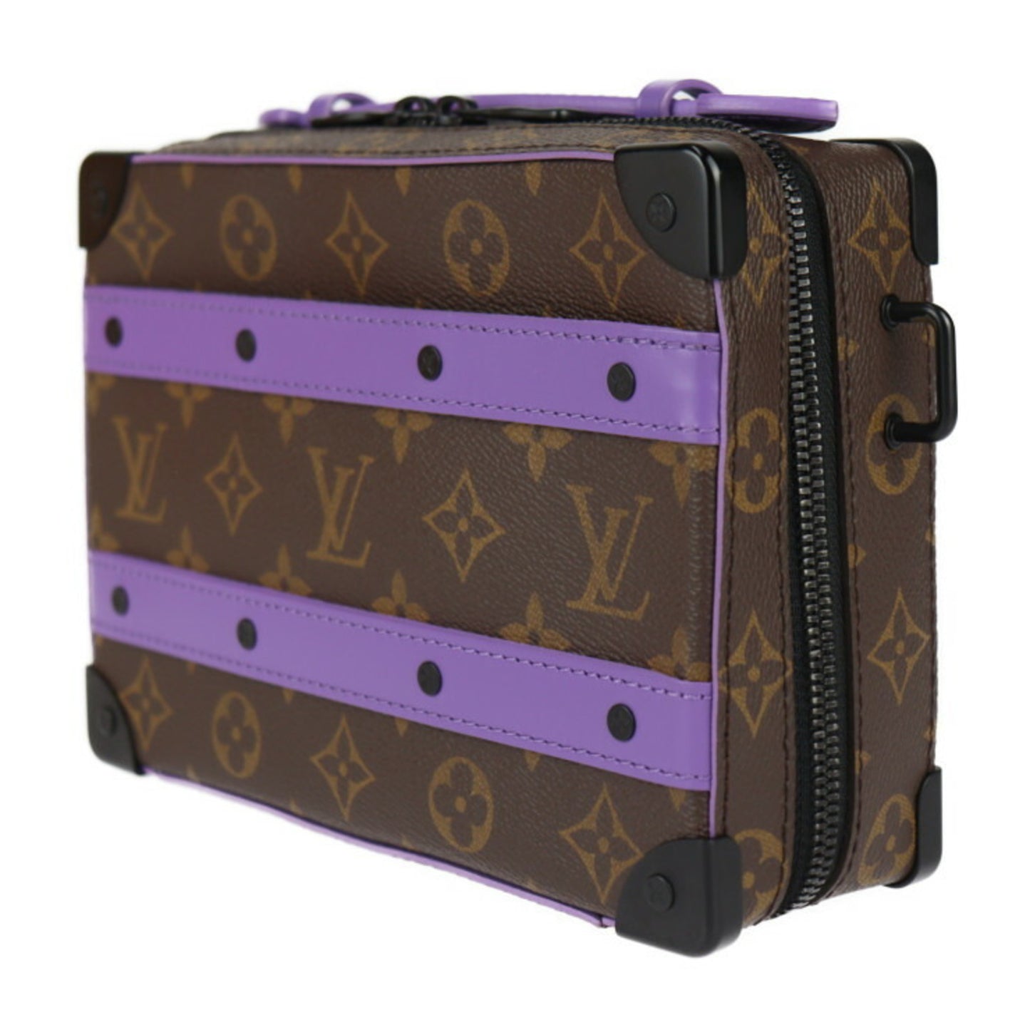Louis Vuitton Louis Vuitton Handle Soft Trunk Monogram Macassar Handbag M46264 Leather Brown Purple