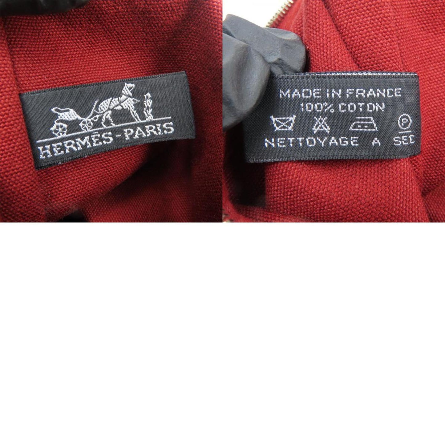 Hermes Pouch Bora Cotton Leather Bordeaux Maroon Flat Multi-Purpose Accessories