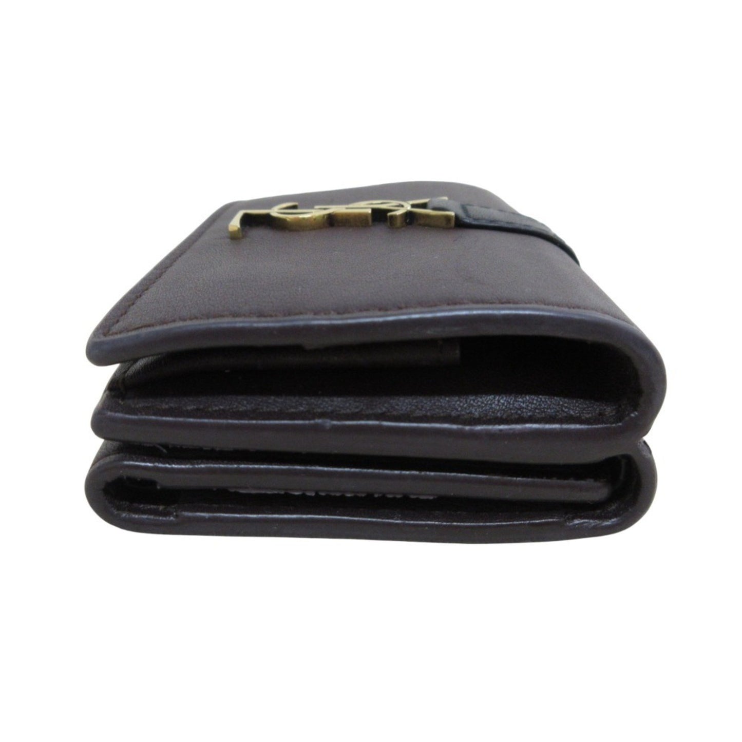 Yves Saint Laurent Saint Laurent Paris Ysl Line Origami Tiny Wallet Tri-Fold Brown Black