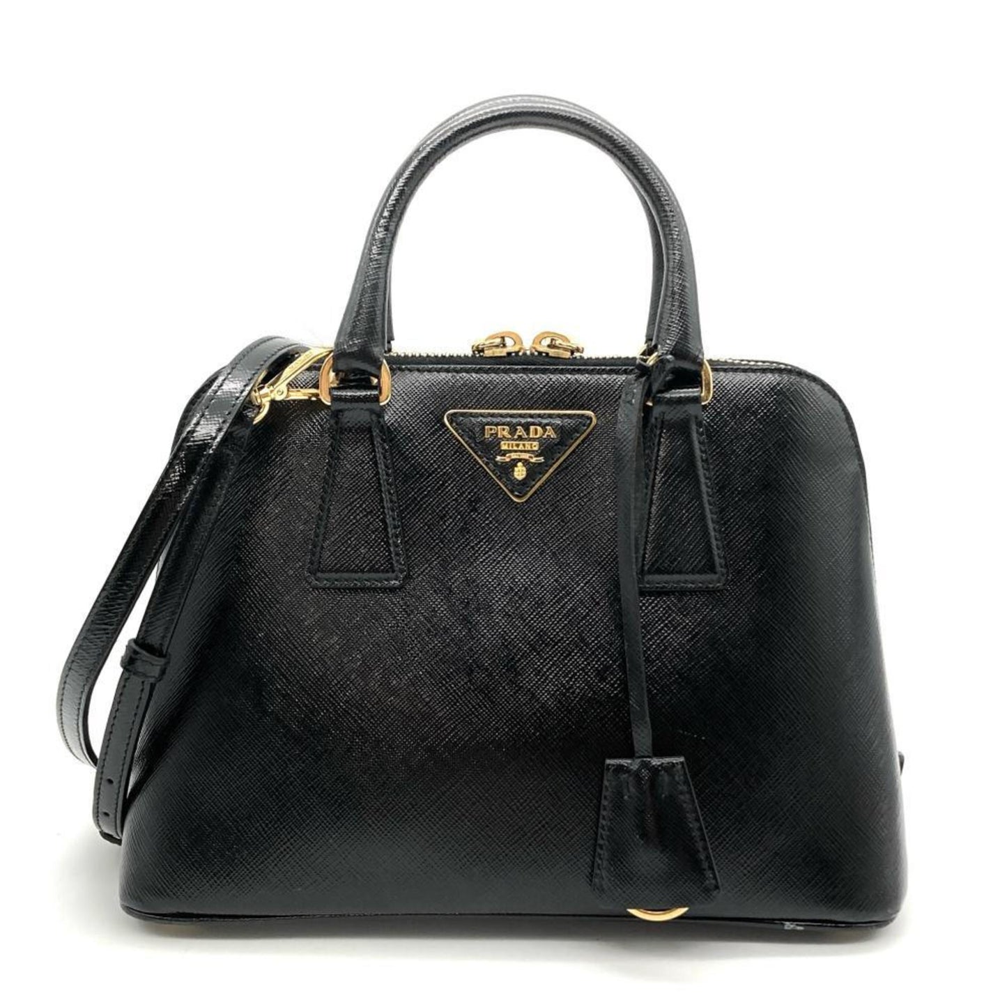 Prada Promenade Shoulder Bag Black Triangle Plate