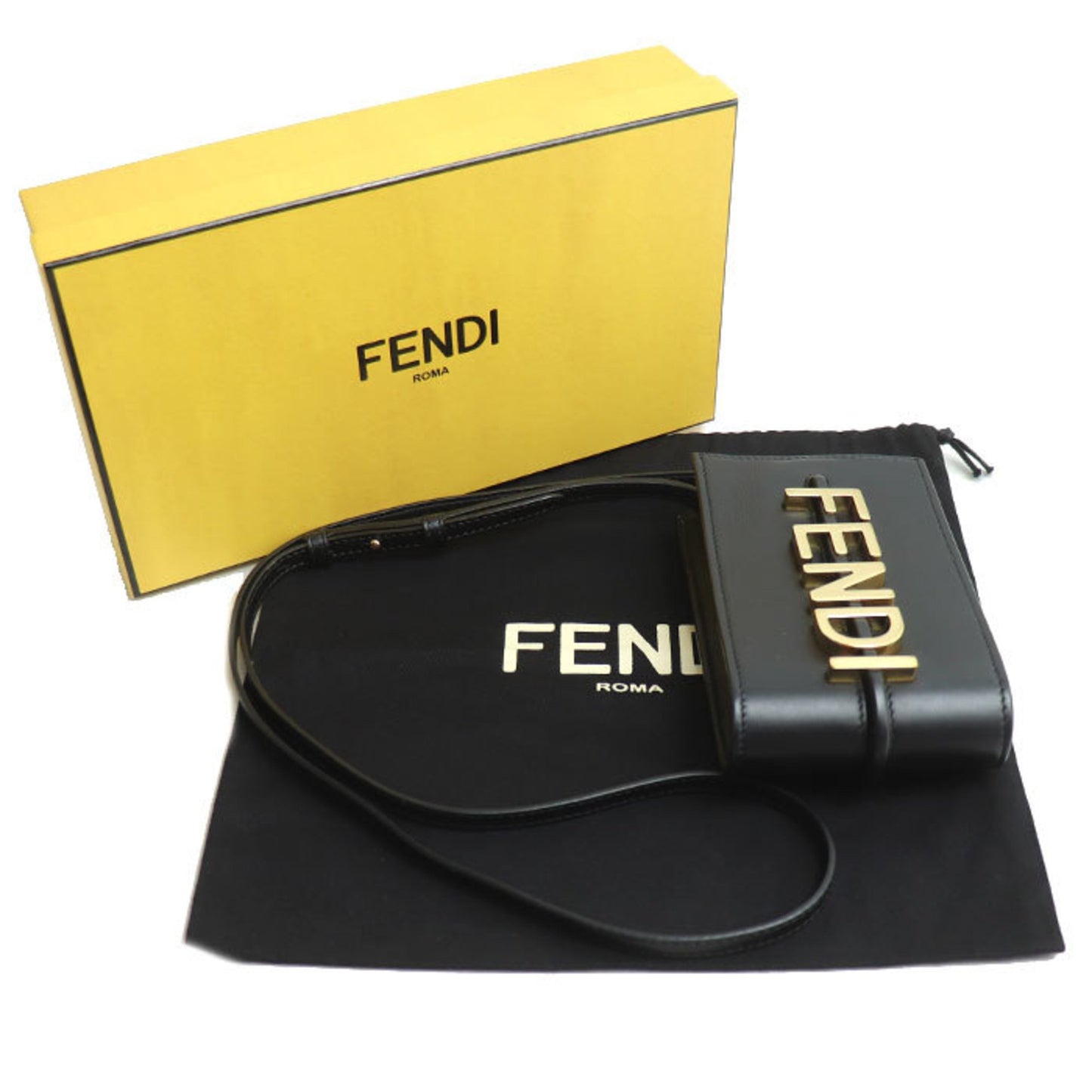 Fendi Phone Holder Shoulder Bag Black 7As192