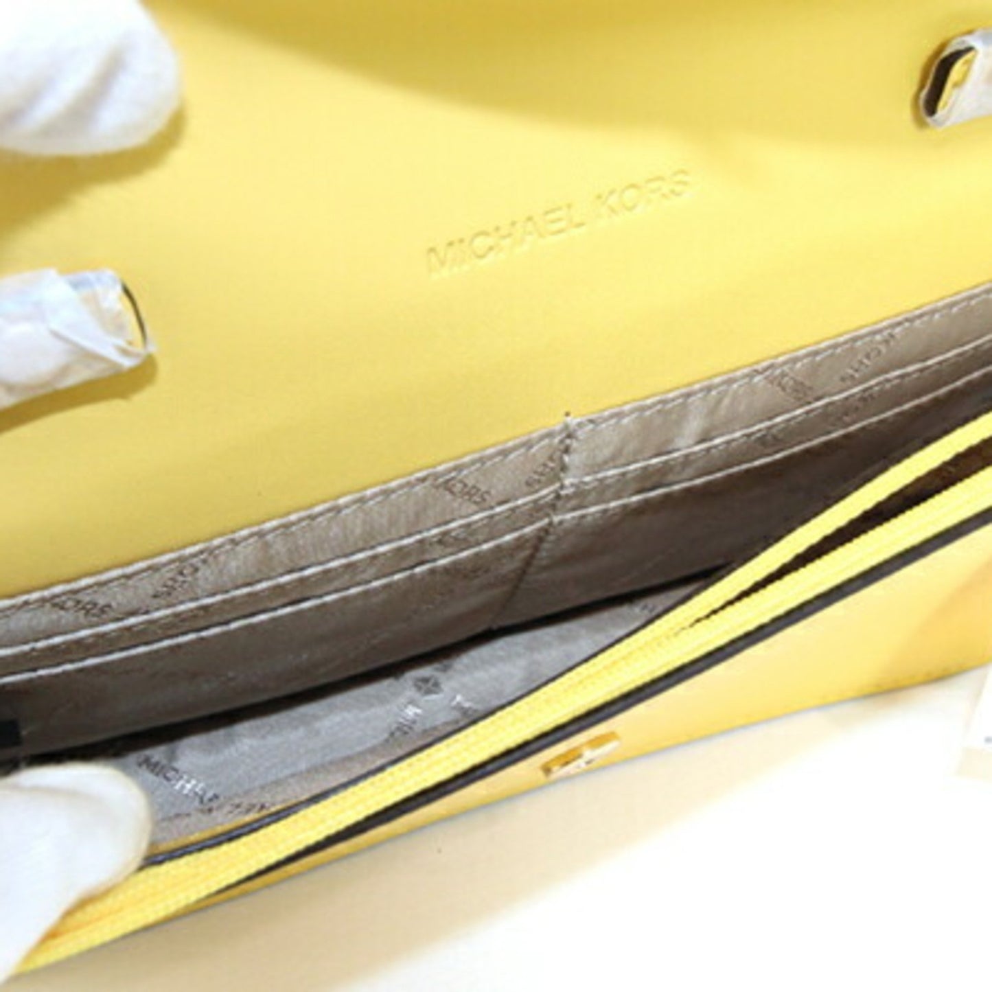 Michael Kors Shoulder Bag Jet Set Pocket Emblem Crossbody 35S3Gtvc5L Yellow Leather Pochette Chain