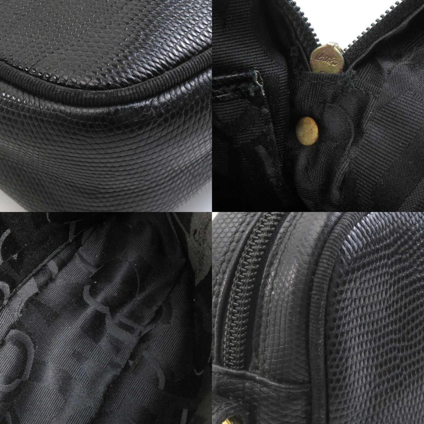 Salvatore Ferragamo Shoulder Bag Vara Embossed Leather Black Gold