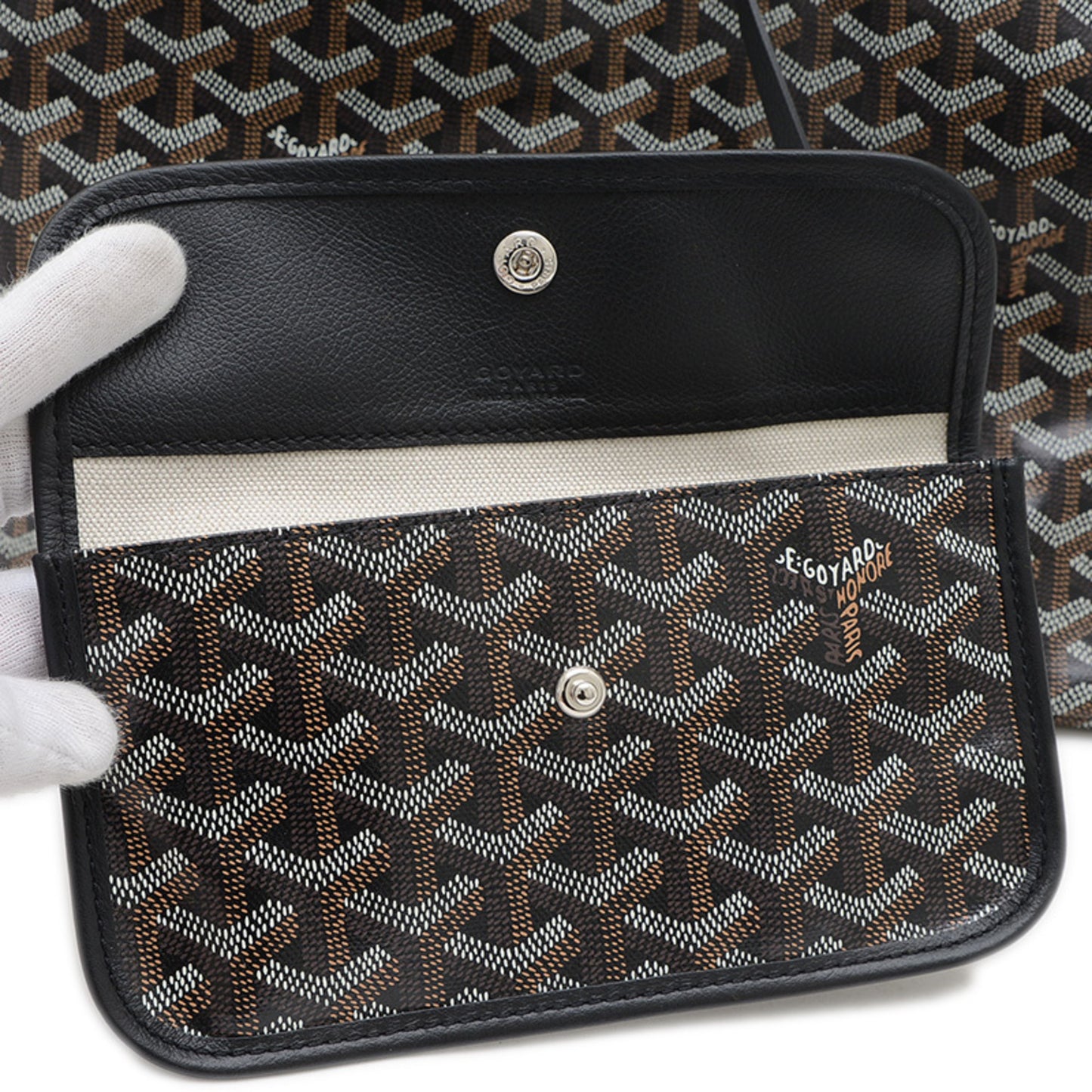 Goyard Saint Louis Pm Tote Bag Goyardine Canvas Black Amalouispm