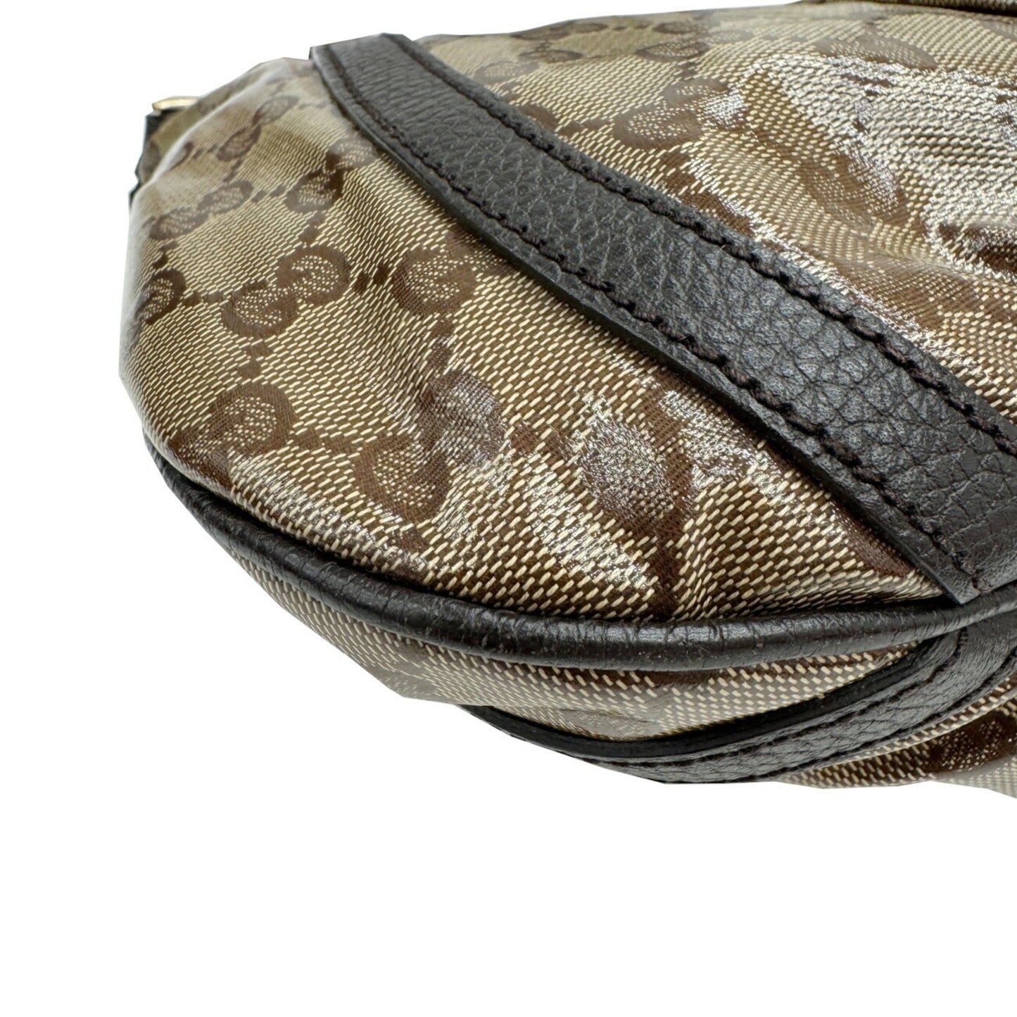 Gucci Abbey 265691 Gg Crystal Shoulder Bag In Coated Canvas And Leather