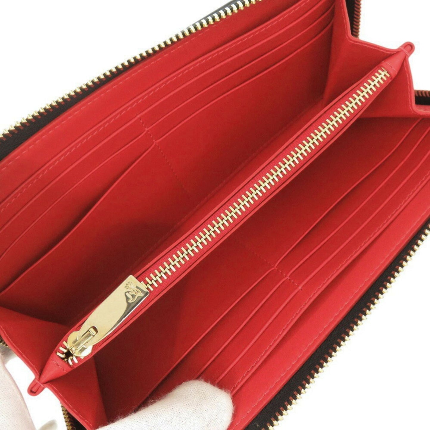 Like New Christian Louboutin Panettone Leather Round Long Wallet In Black And Gold