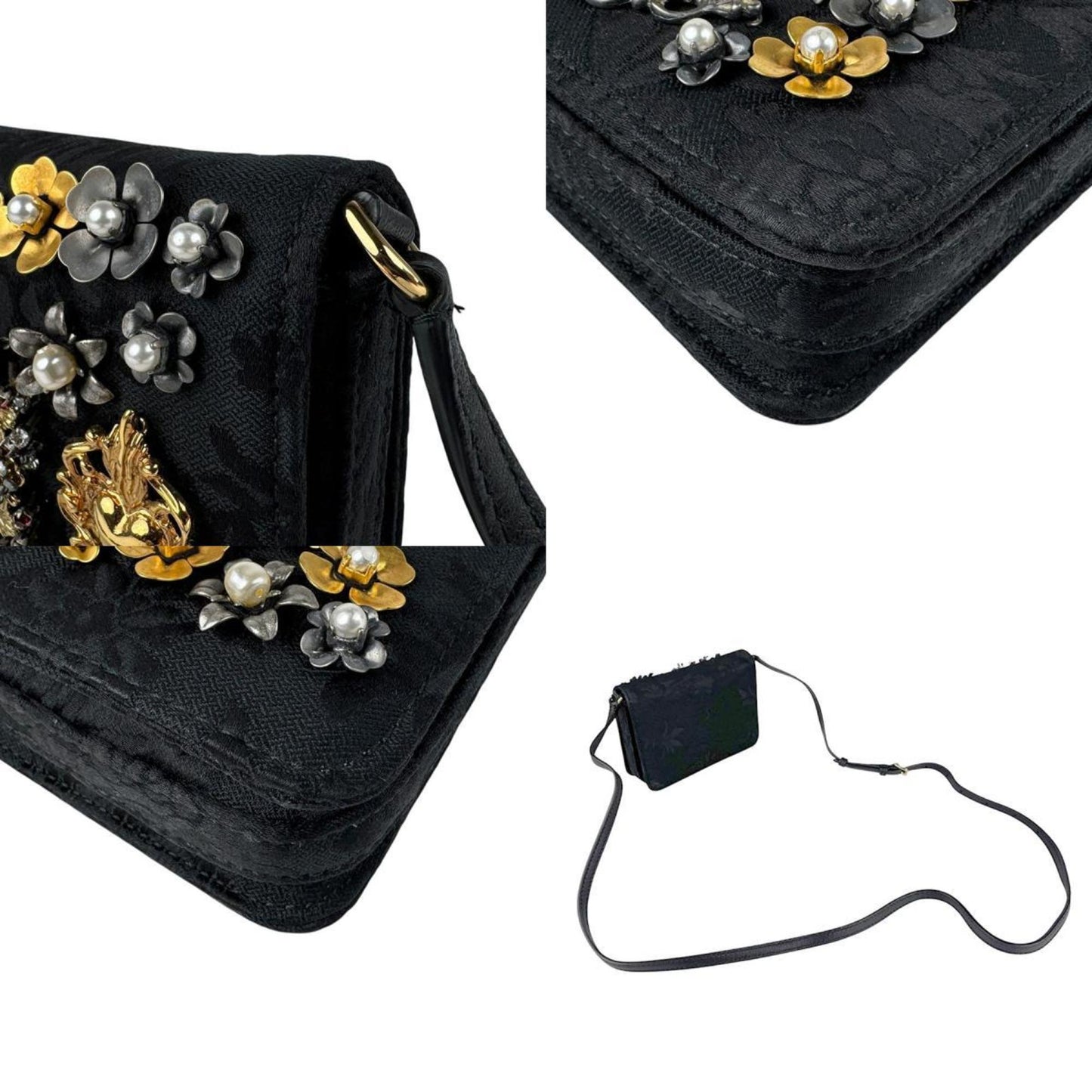 Dolce & Gabbana Shoulder Bag Satin Metal Black Gold Silver Red