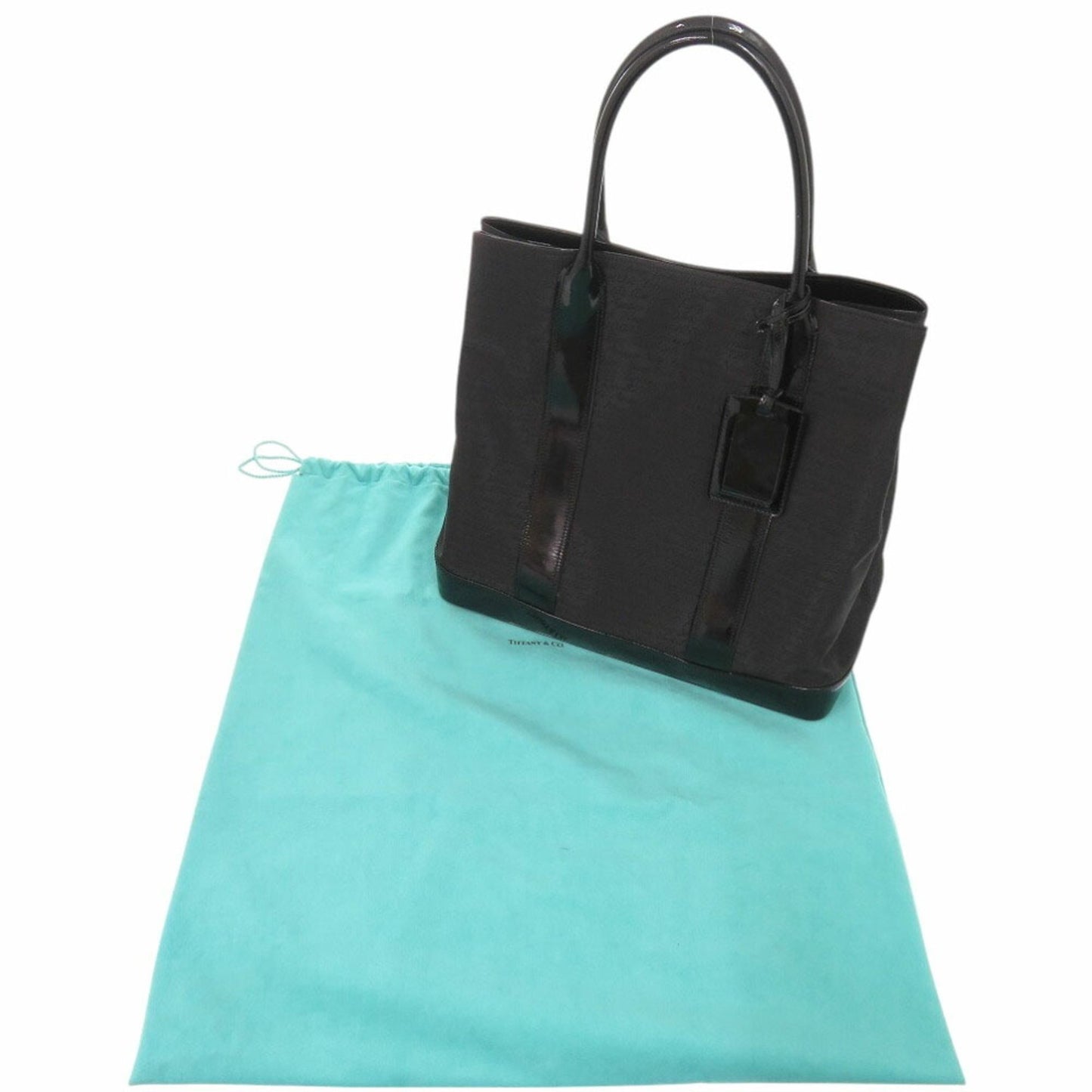 Tiffany Nylon/Patent Leather Black Tote Bag
