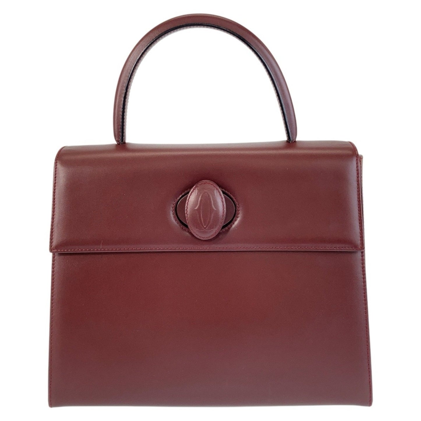 Cartier Must Line Wine Red Bordeaux Gold Hardware Leather Handbag