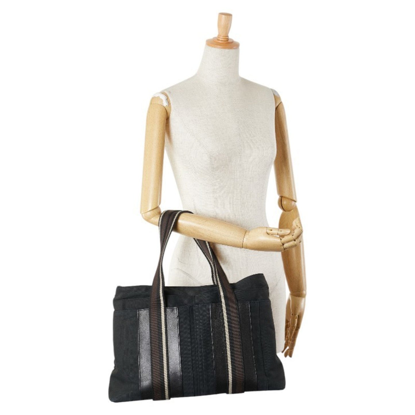 Hermes Troca Horizontal Mm Handbag Black Canvas Leather