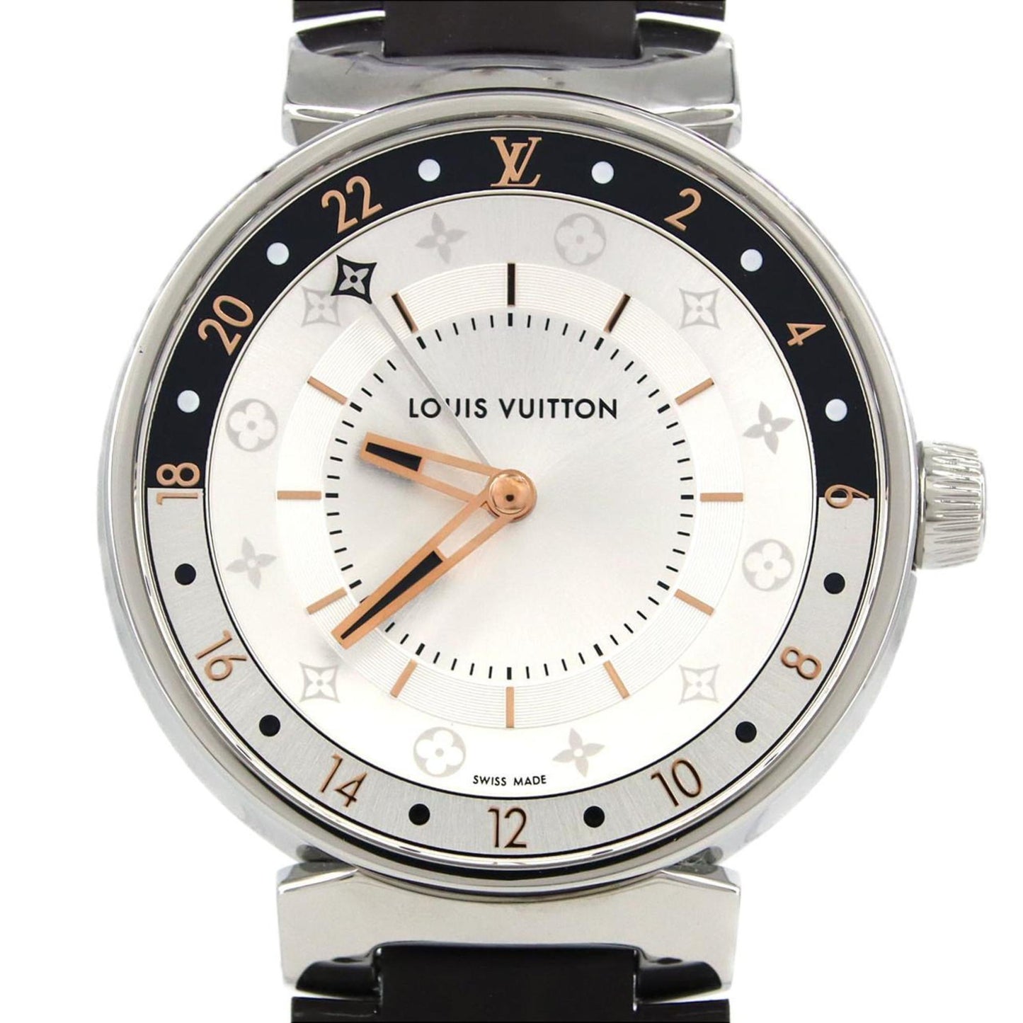 Louis Vuitton Tambour Moon Dual Time Qa105 Ss Wristwatch Quartz