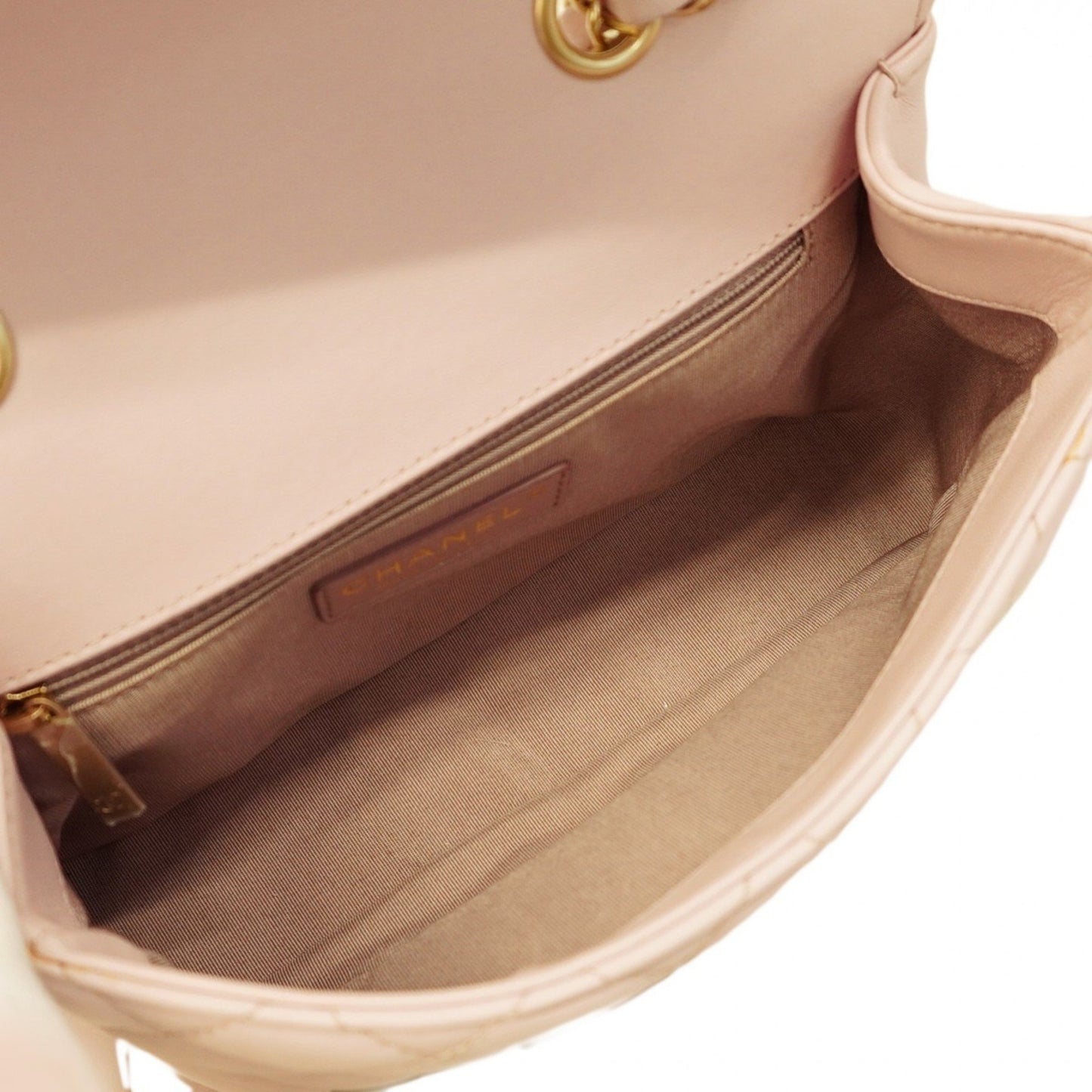 Chanel Shoulder Bag Matelasse W Chain Lambskin Pink Champagne