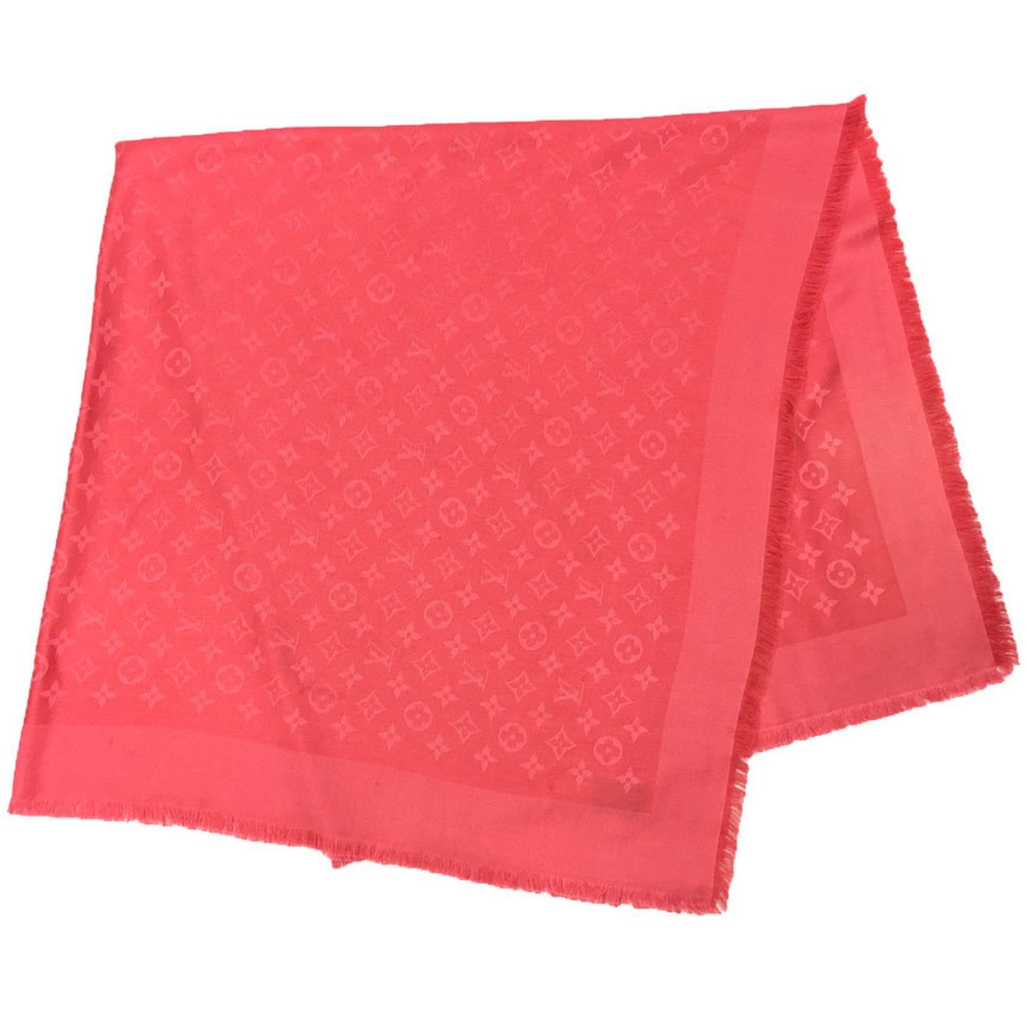 Louis Vuitton Louis Vuitton Shawl Monogram Stole Large Silk X Wool Raspberry Small Aq10459