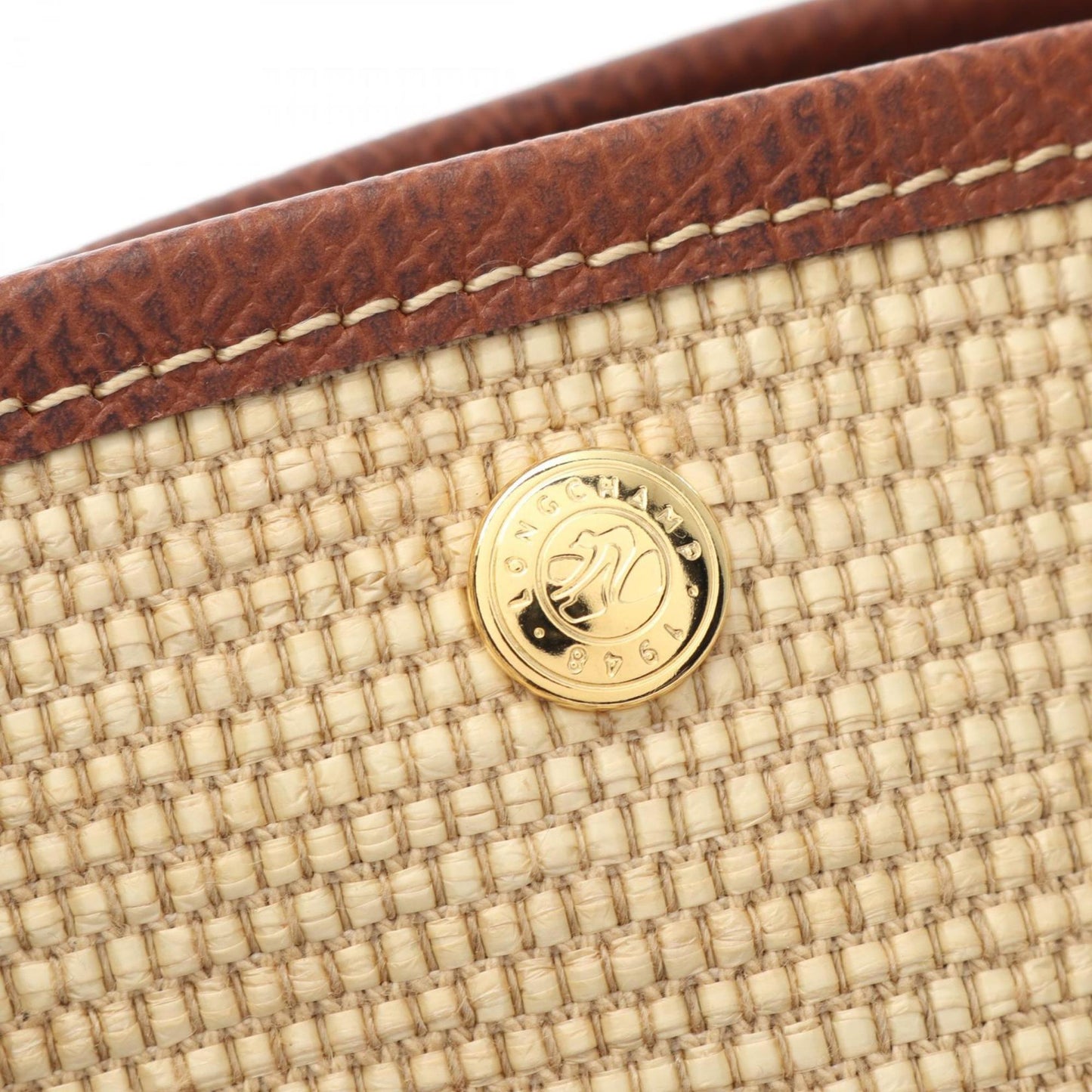 Longchamp Le Pliage Xs Basket Bag Handbag Canvas Leather Straw Effect