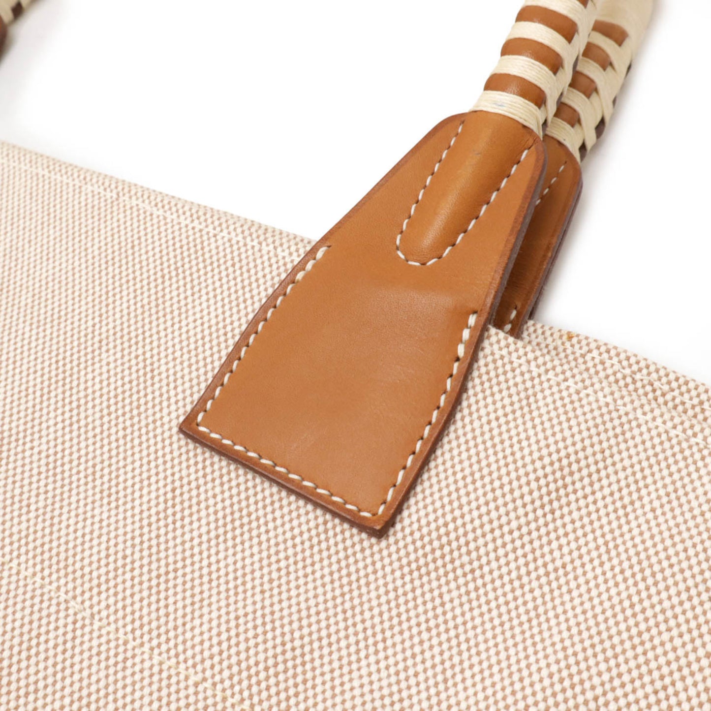 Hermes Hermes Steeple Tote Bag Large Toile H Straw Vaubarenia Leather Beige Brown ?P Engraved