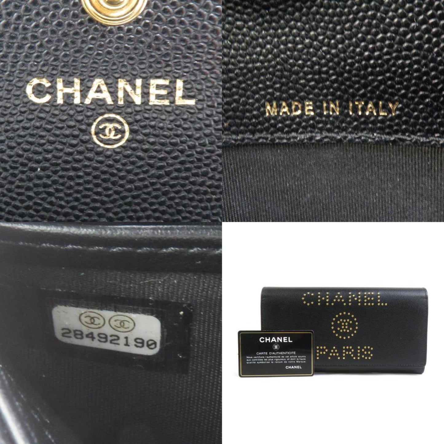 Chanel Long Wallet Deauville Caviar Leather Black