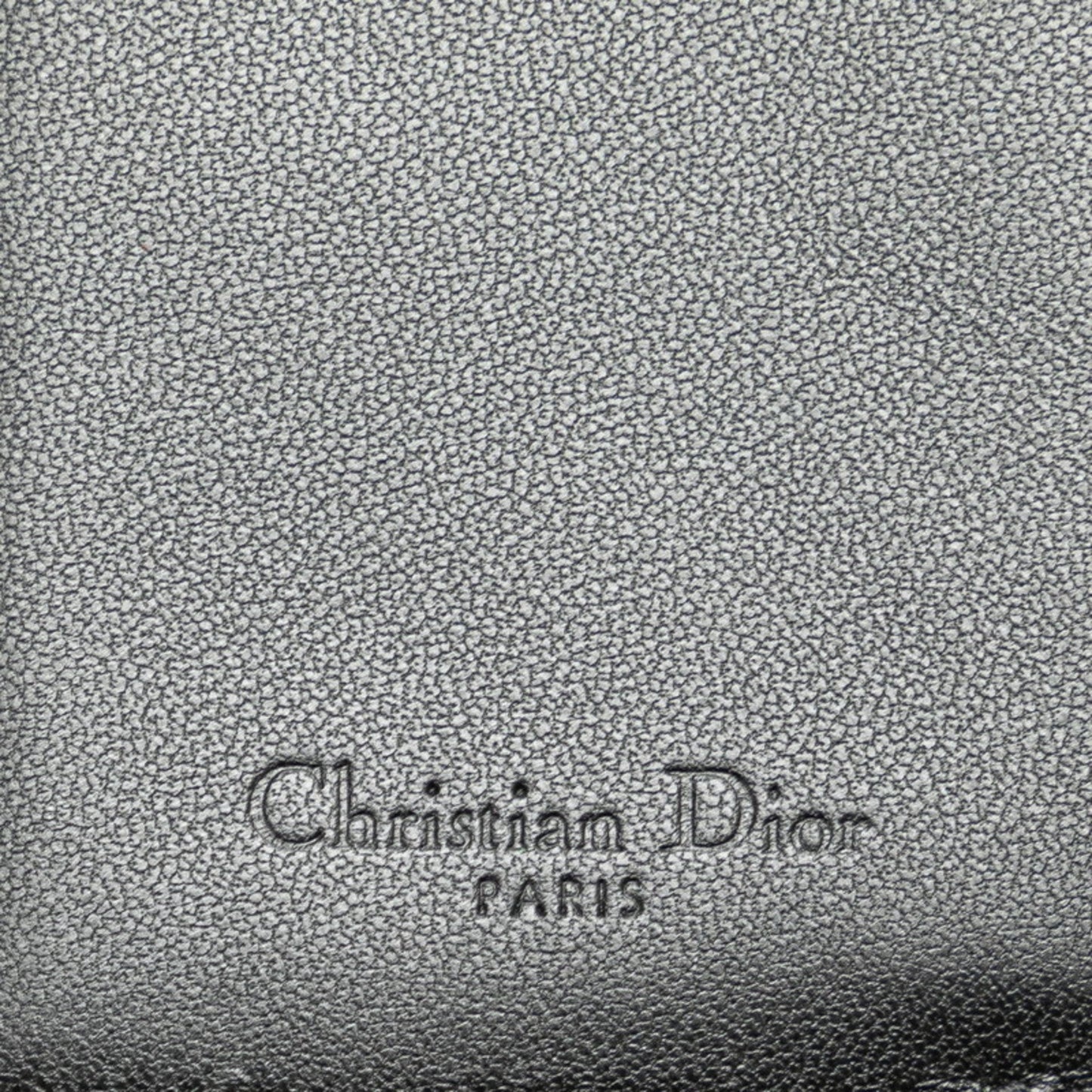 Christian Dior Dior Cannage Tri-Fold Wallet Compact Black Leather