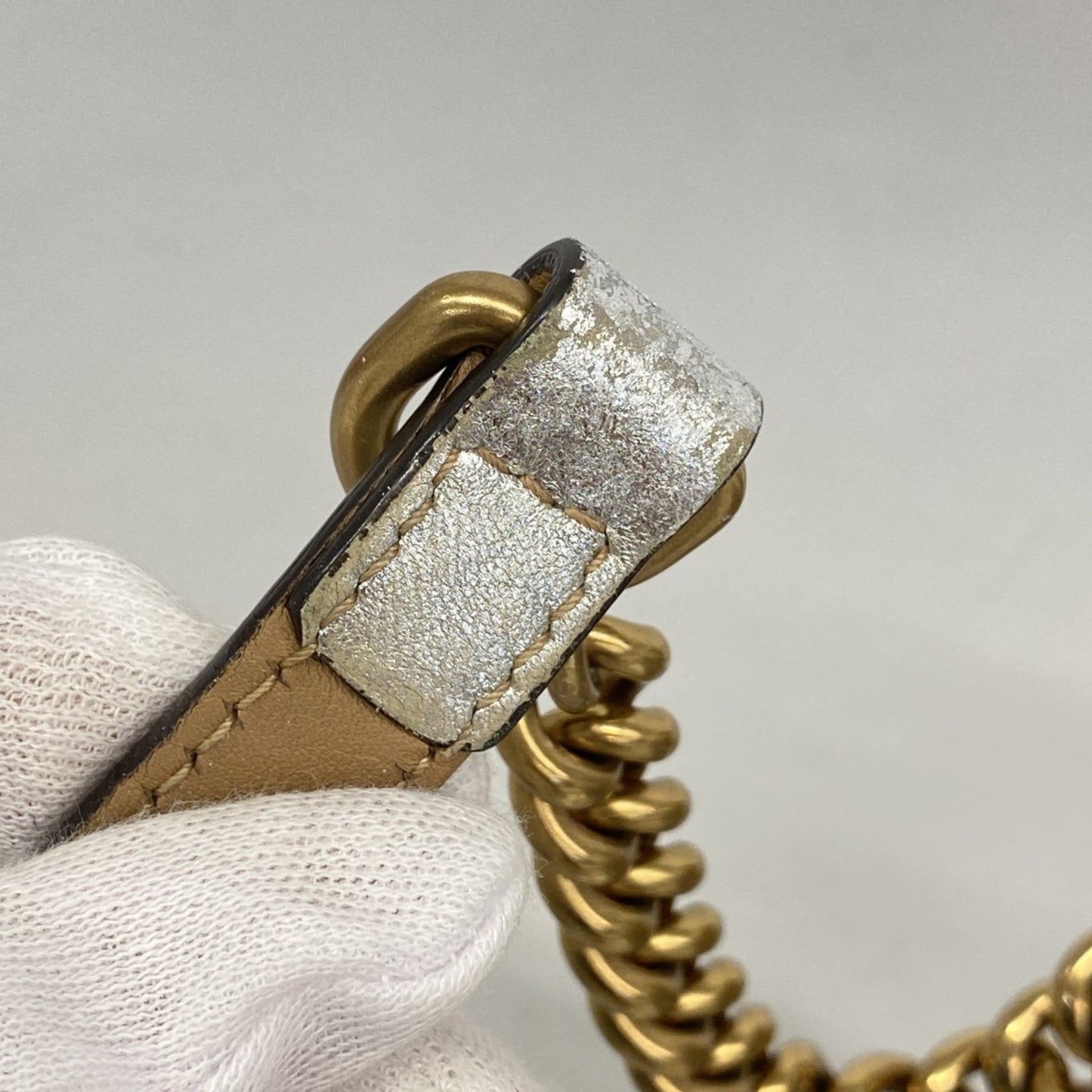 Gucci Gg Marmont Shoulder Bag 447632 Leather Silver