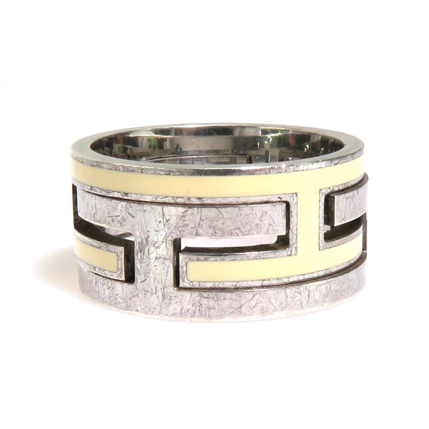 Hermes Hermes Ring Move Ash Silver 925 Enamel Off-White