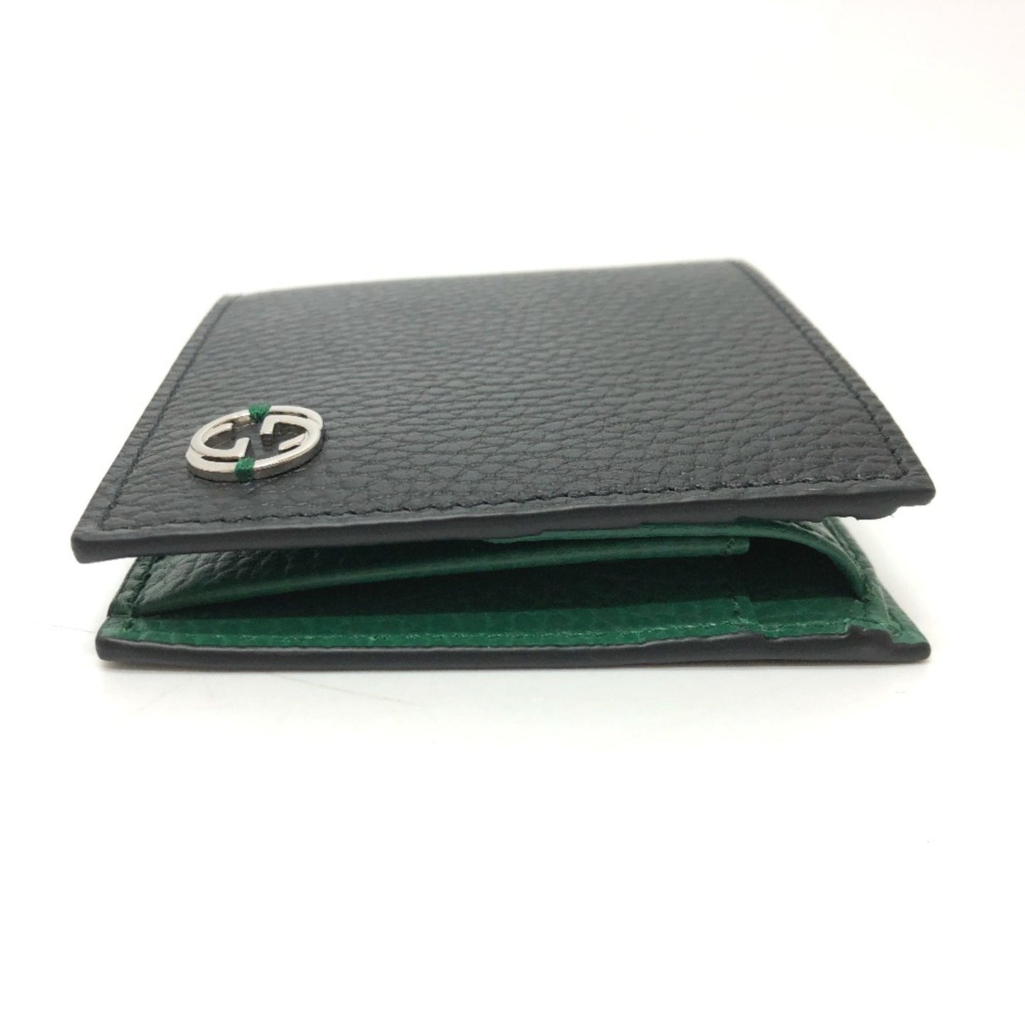 Gucci 610466 Interlocking G Folded Wallet Black Silverhardware