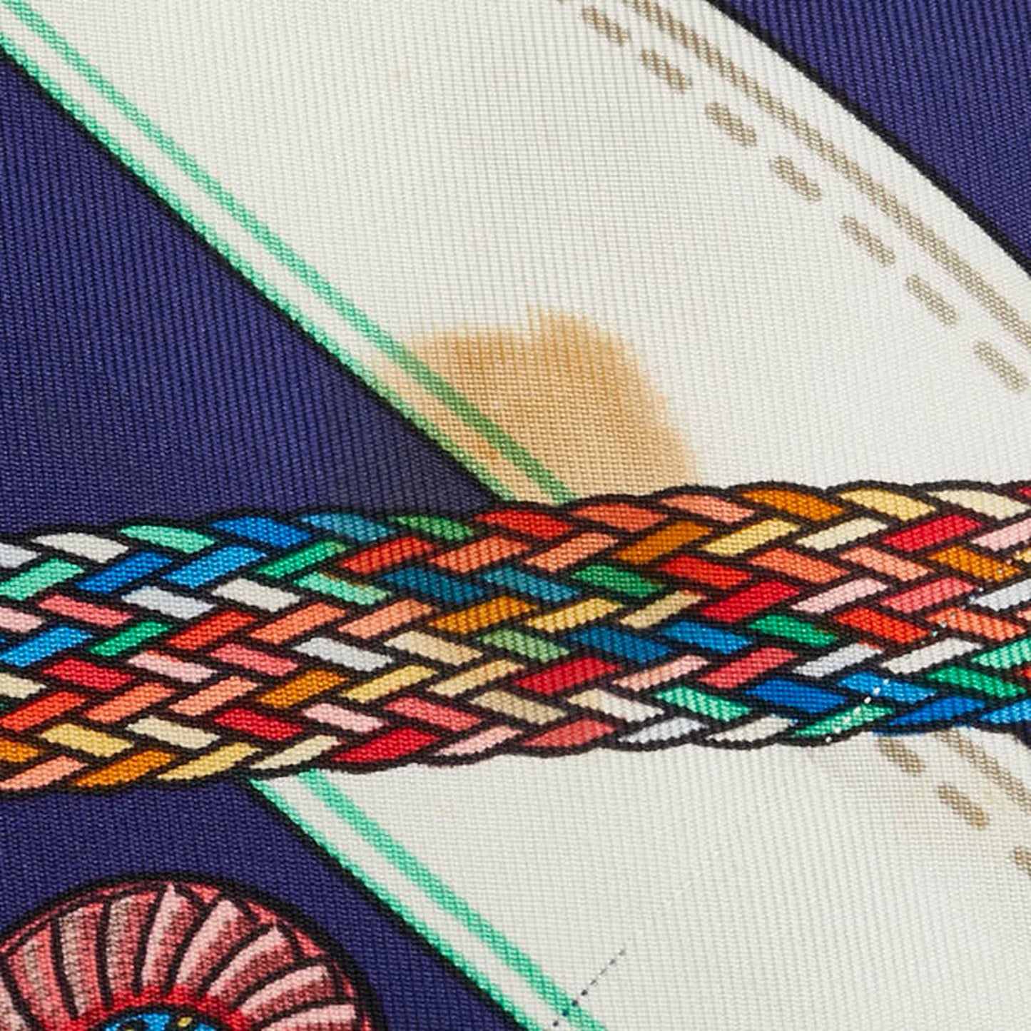 Hermes Carr 90 Pelile Main Seamstress Scarf Muffler Navy Multicolor Silk