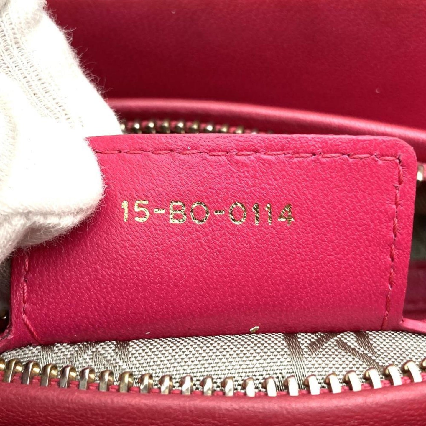 Christian Dior Dior Lady Medium 2Way Shoulder Bag Handbag Leather Pink