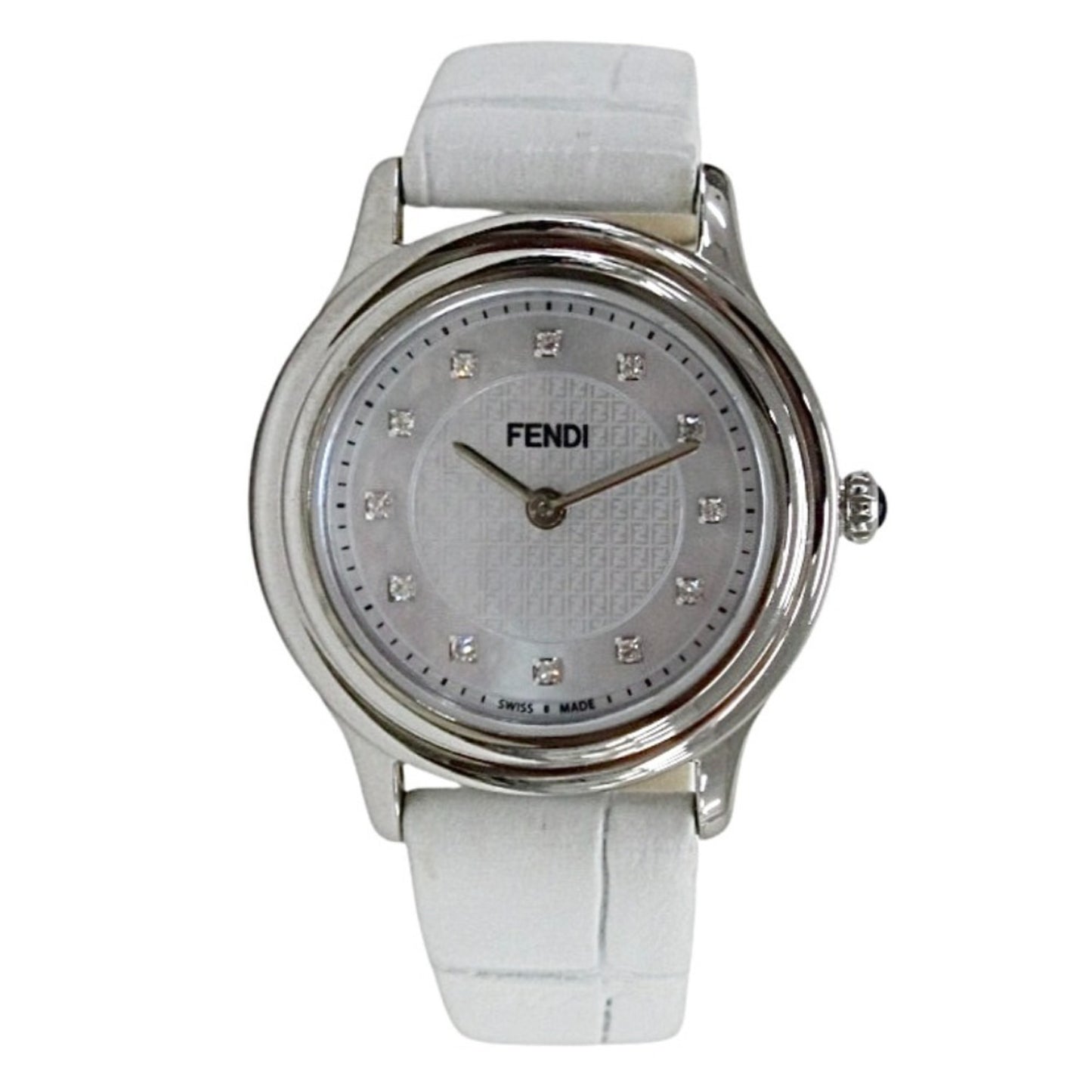 Fendi Shell Dial 12P Diamond Watch 25000L White