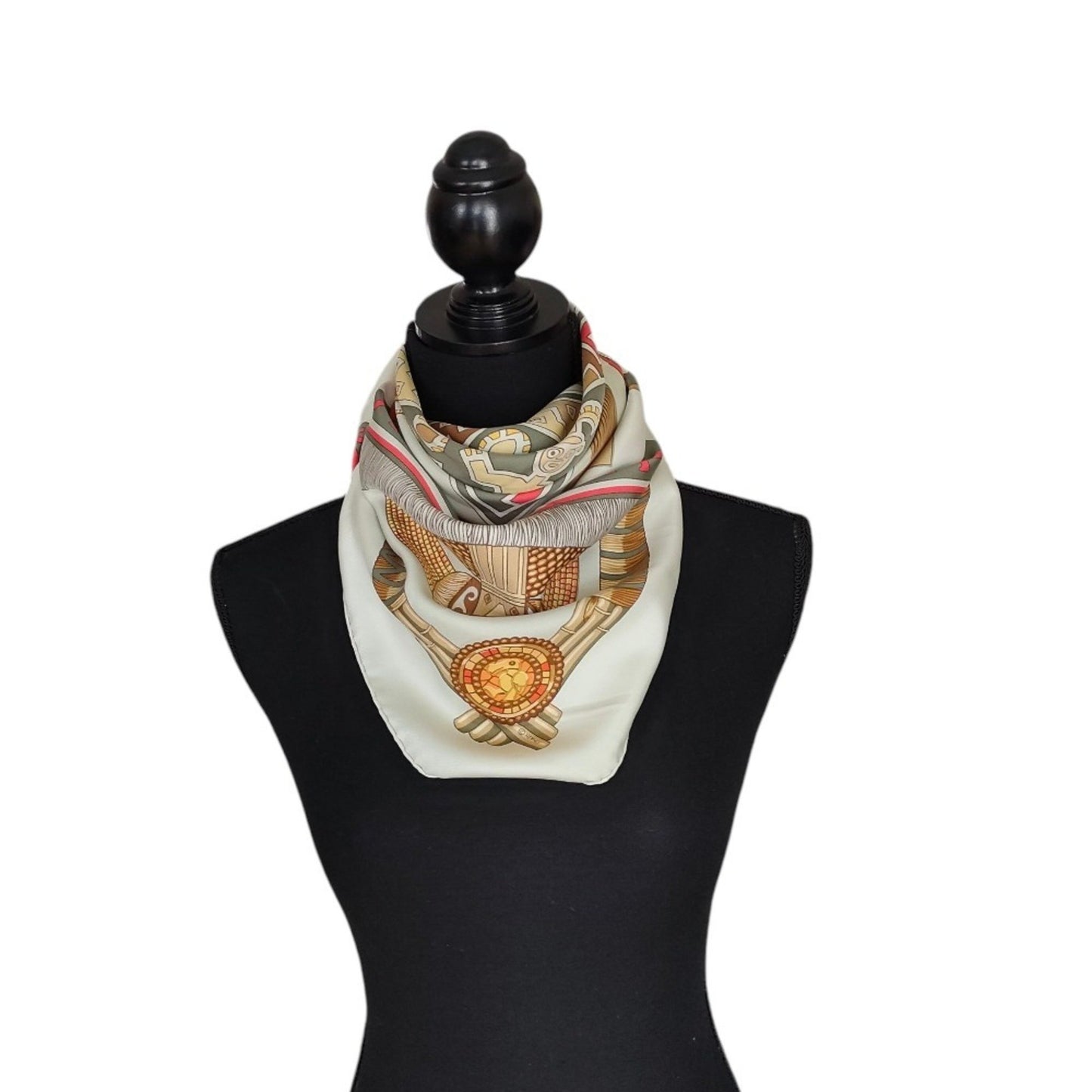 Hermes Huaca Piru Sacred Peru Carr 90 Large Silk Scarf/Muffler Multicolor