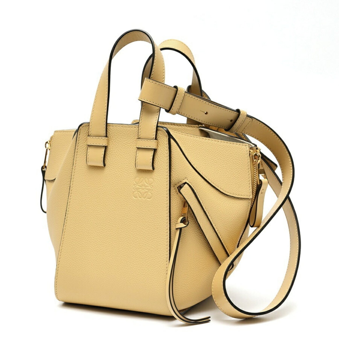 Loewe Hammock Bag Compact Shoulder A538H13X03 Calfskin Yellow Beige E-158851